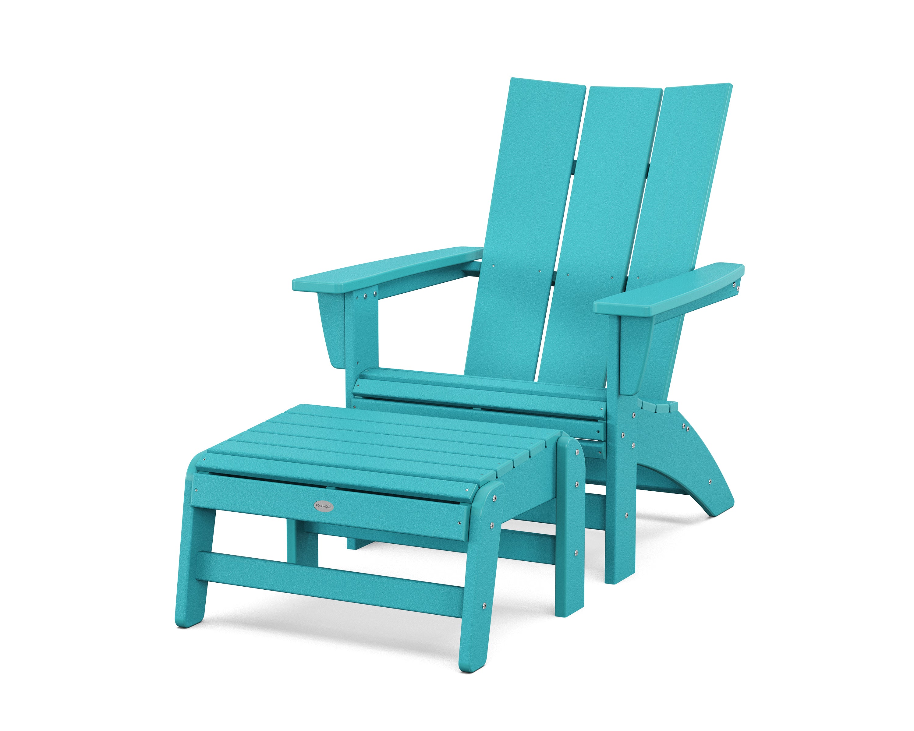 POLYWOOD Modern Grand Adirondack Chair with Ottoman in Aruba