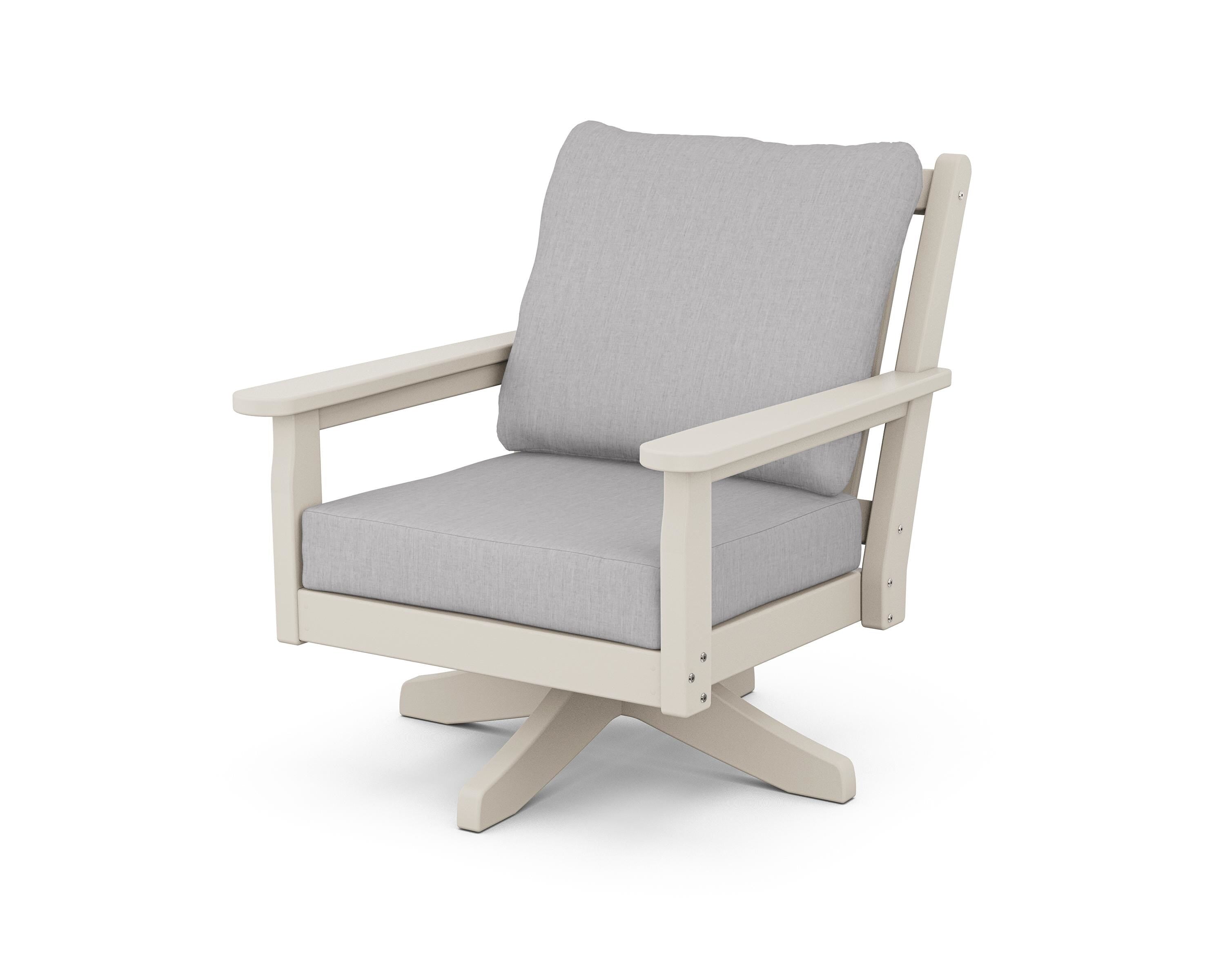 POLYWOOD Chippendale Deep Seating Swivel Chair in Sand / Granite