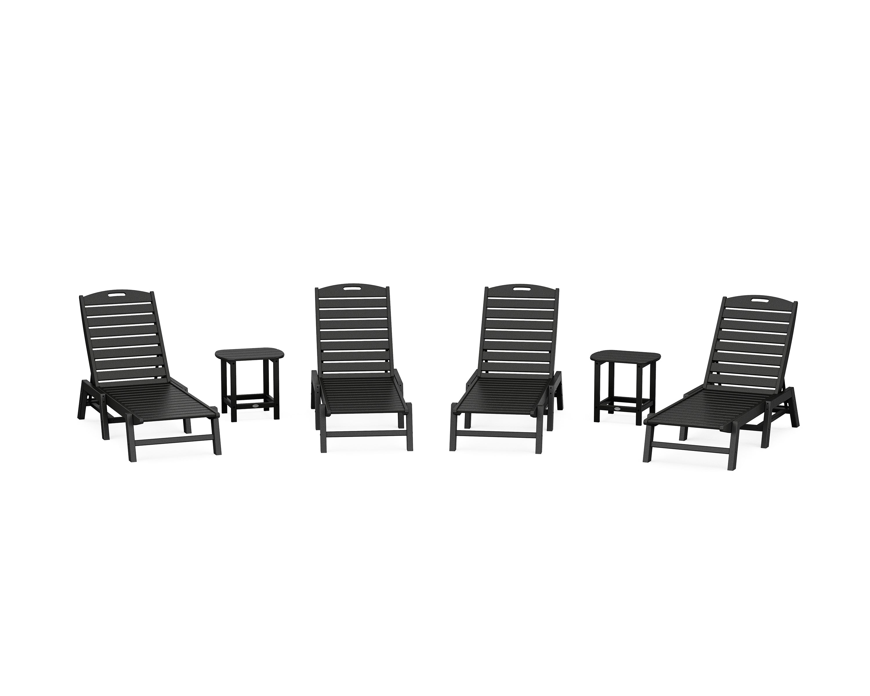 POLYWOOD Nautical Chaise 6-Piece Set in Black
