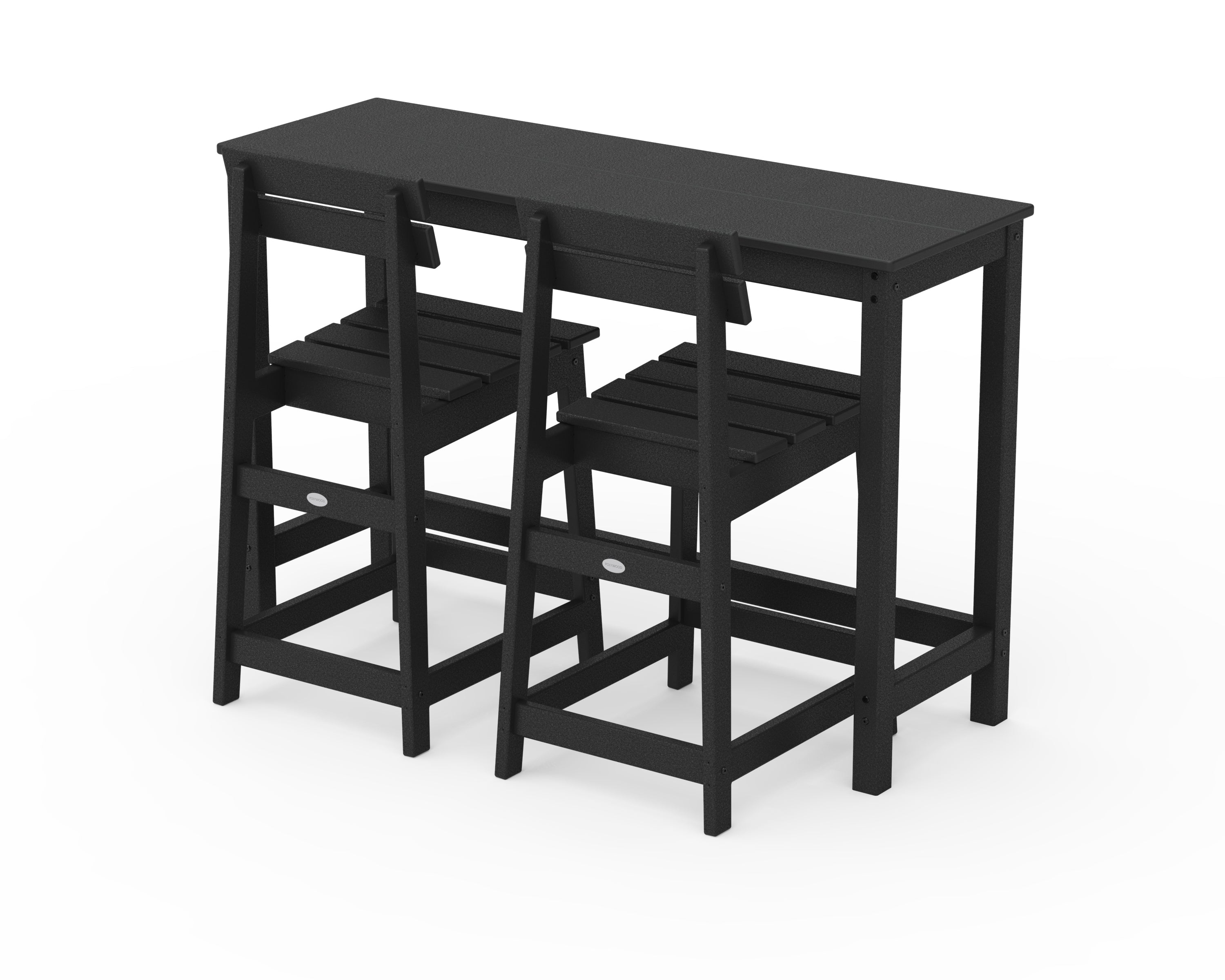 POLYWOOD Modern Studio Plaza Counter Chair 3-Piece Balcony Set in Black