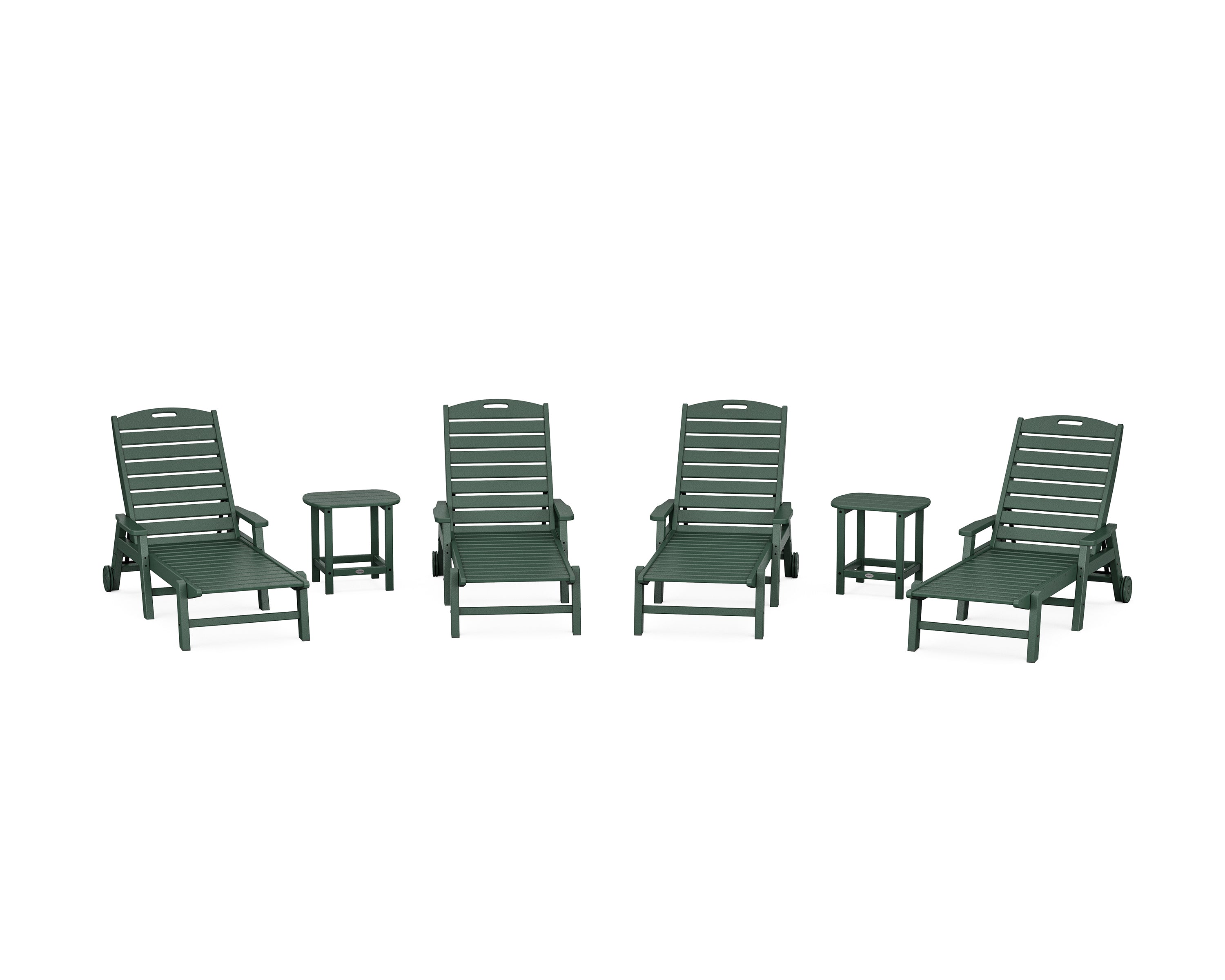 POLYWOOD Nautical Chaise 6-Piece Set with Arms & Wheels in Green