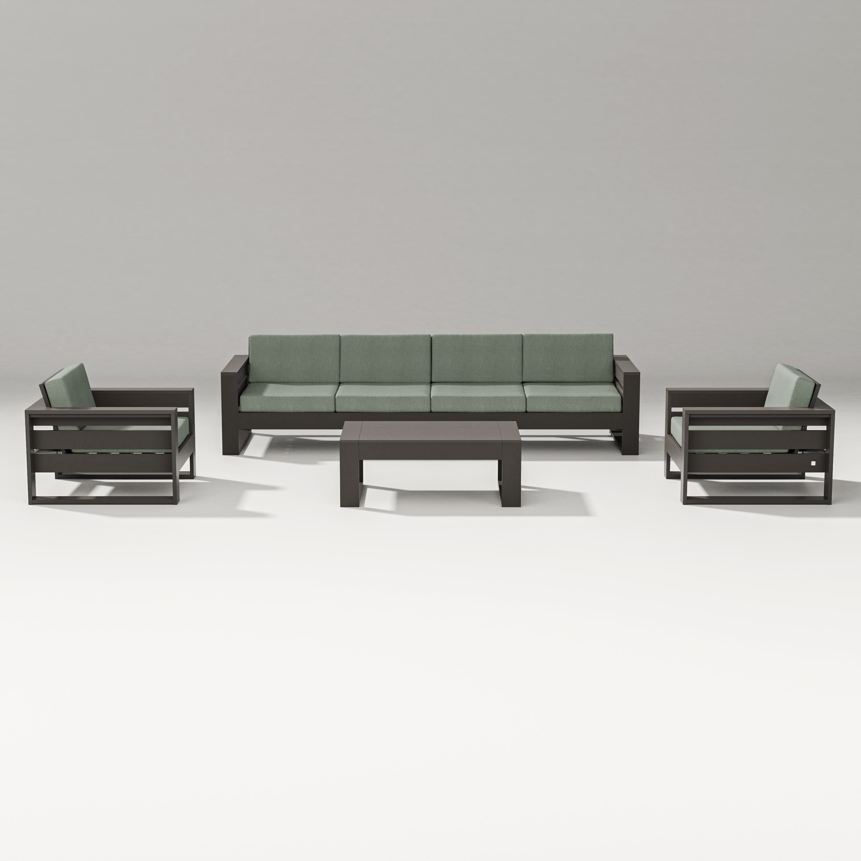 PW Designer Series Latitude 5-Piece Lounge Sofa Set in Vintage Coffee / Cast Sage