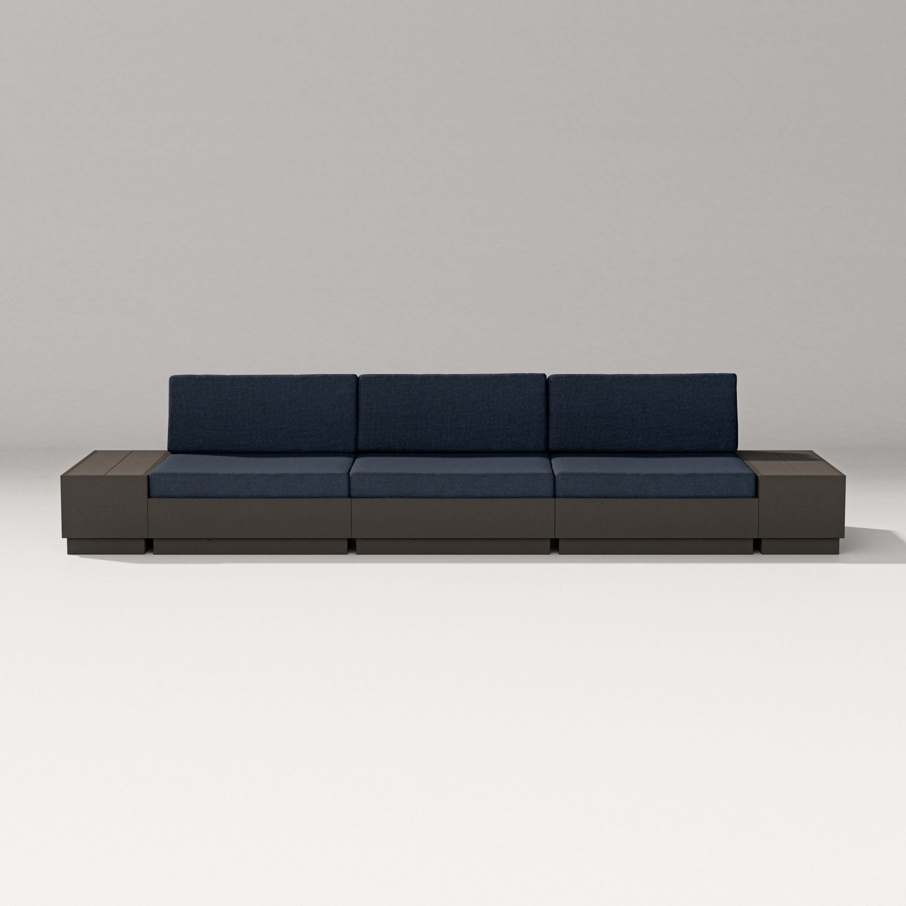 PW Designer Series Elevate Straight Sectional in Vintage Coffee / Marine Indigo