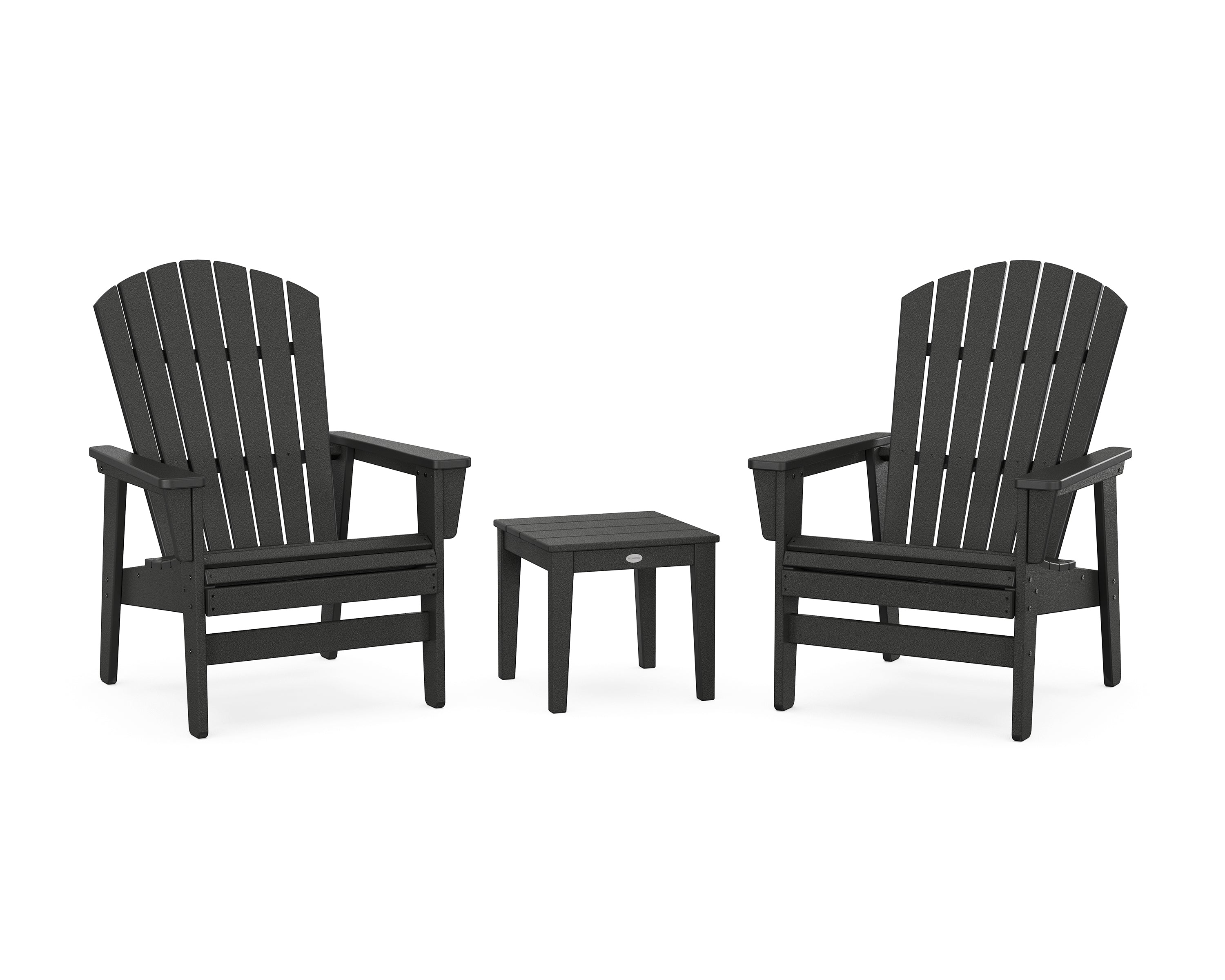 POLYWOOD 3-Piece Nautical Grand Upright Adirondack Set in Black