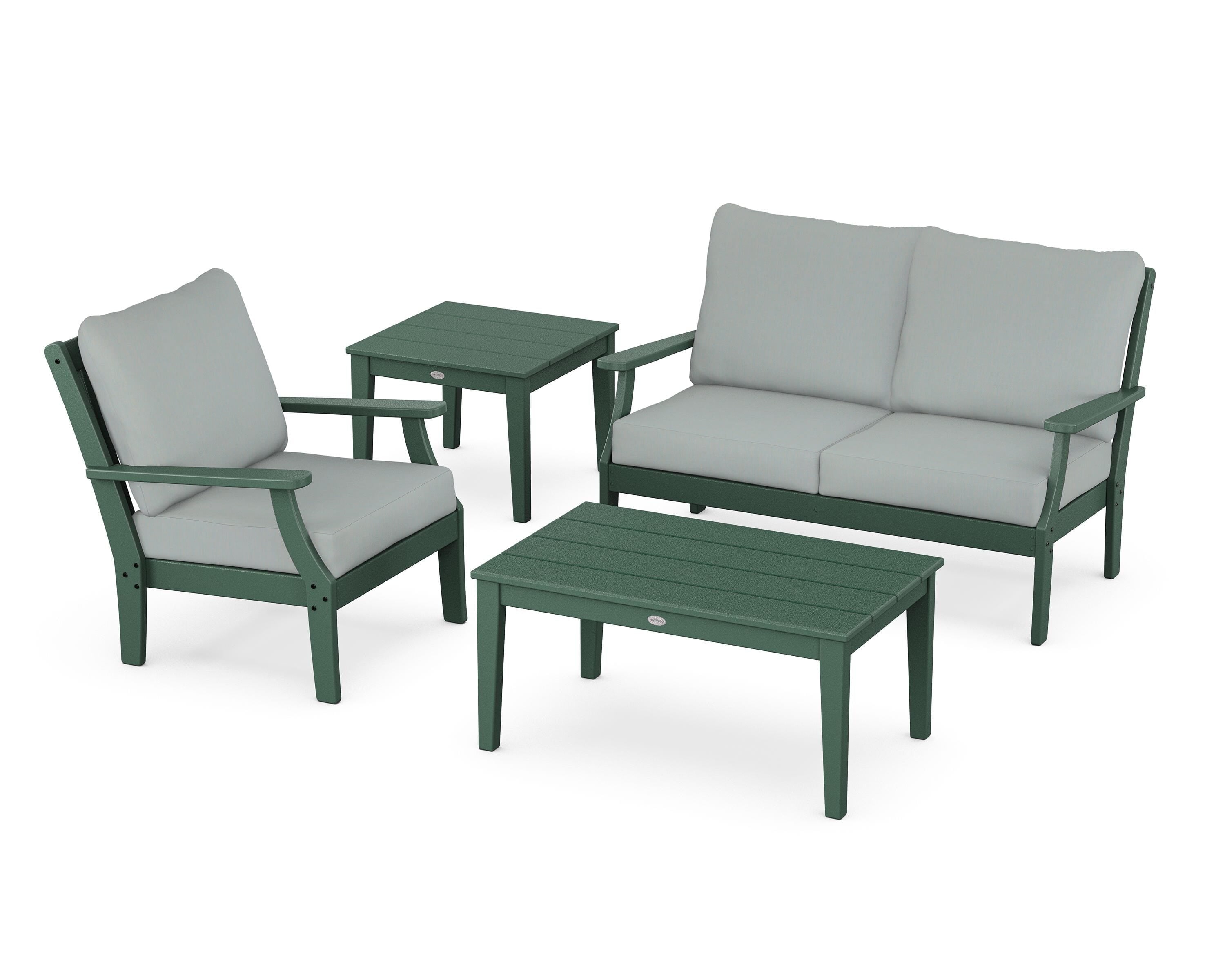 POLYWOOD Braxton 4-Piece Deep Seating Set in Green / Spa
