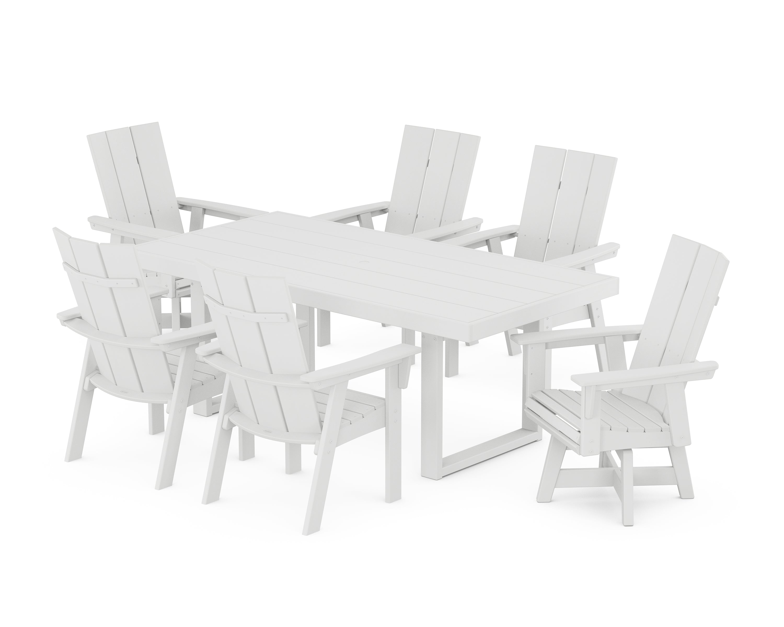 POLYWOOD Modern Adirondack 7-Piece Dining Set in White