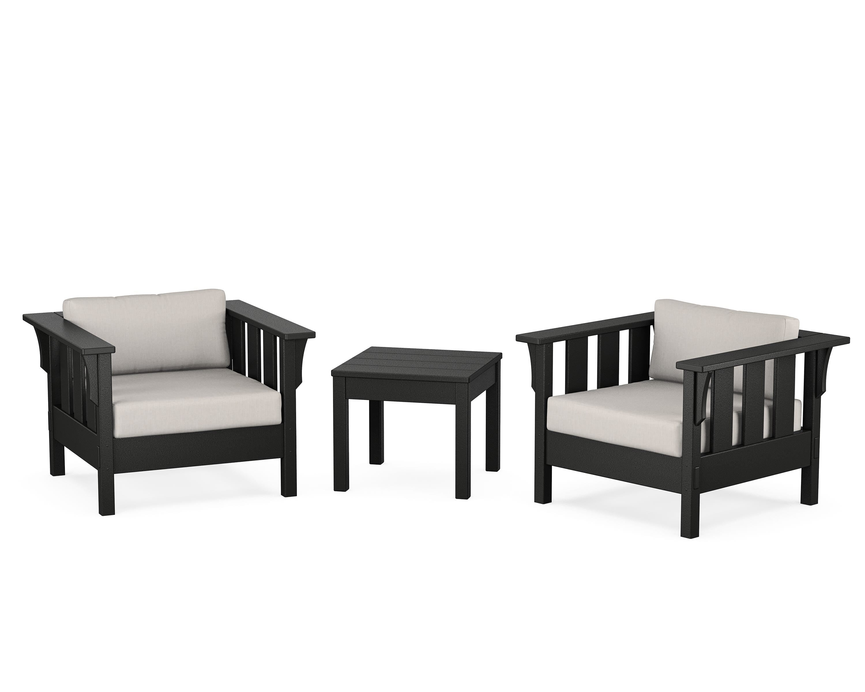 Martha Stewart by POLYWOOD Acadia 3-Piece Deep Seating Set in Black / Cast Ash
