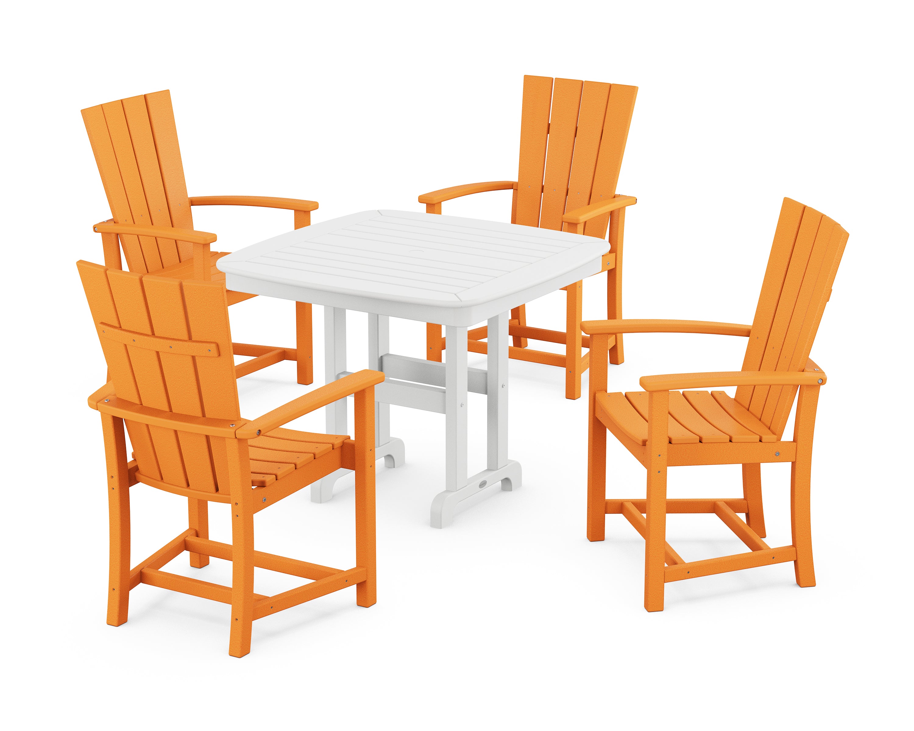 POLYWOOD Quattro 5-Piece Dining Set in Tangerine / White