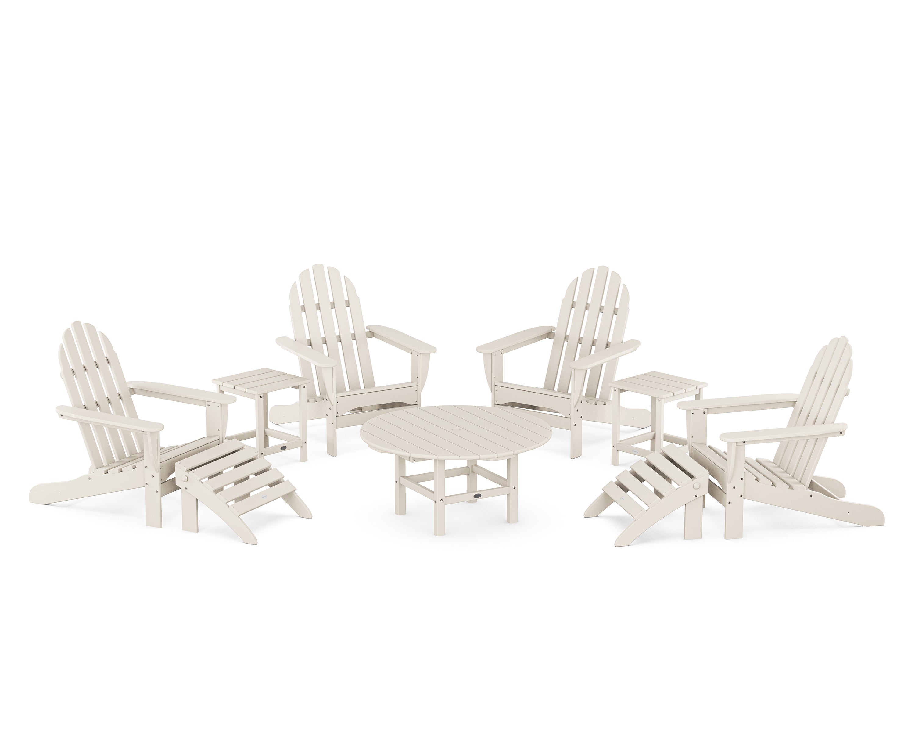 POLYWOOD Classic Adirondack Chair 9-Piece Conversation Set in Sand