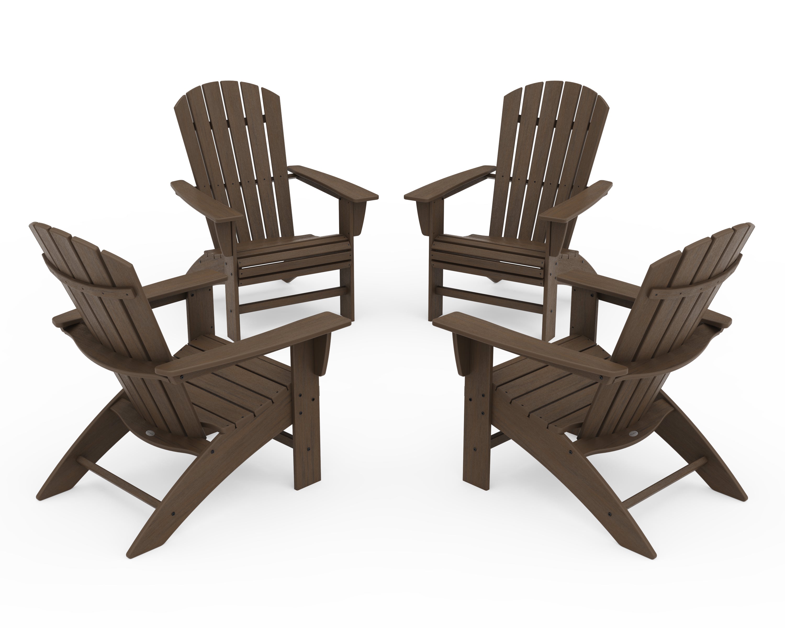 POLYWOOD 4-Piece Nautical Curveback Adirondack Chair Conversation Set in Kona