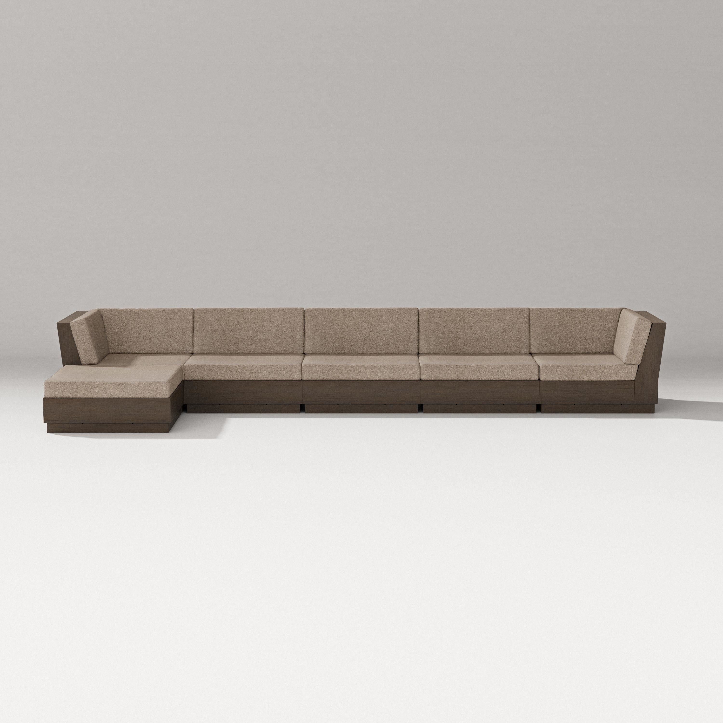 PW Designer Series Elevate 6-Piece Chaise Sectional in Kona / Spiced Burlap