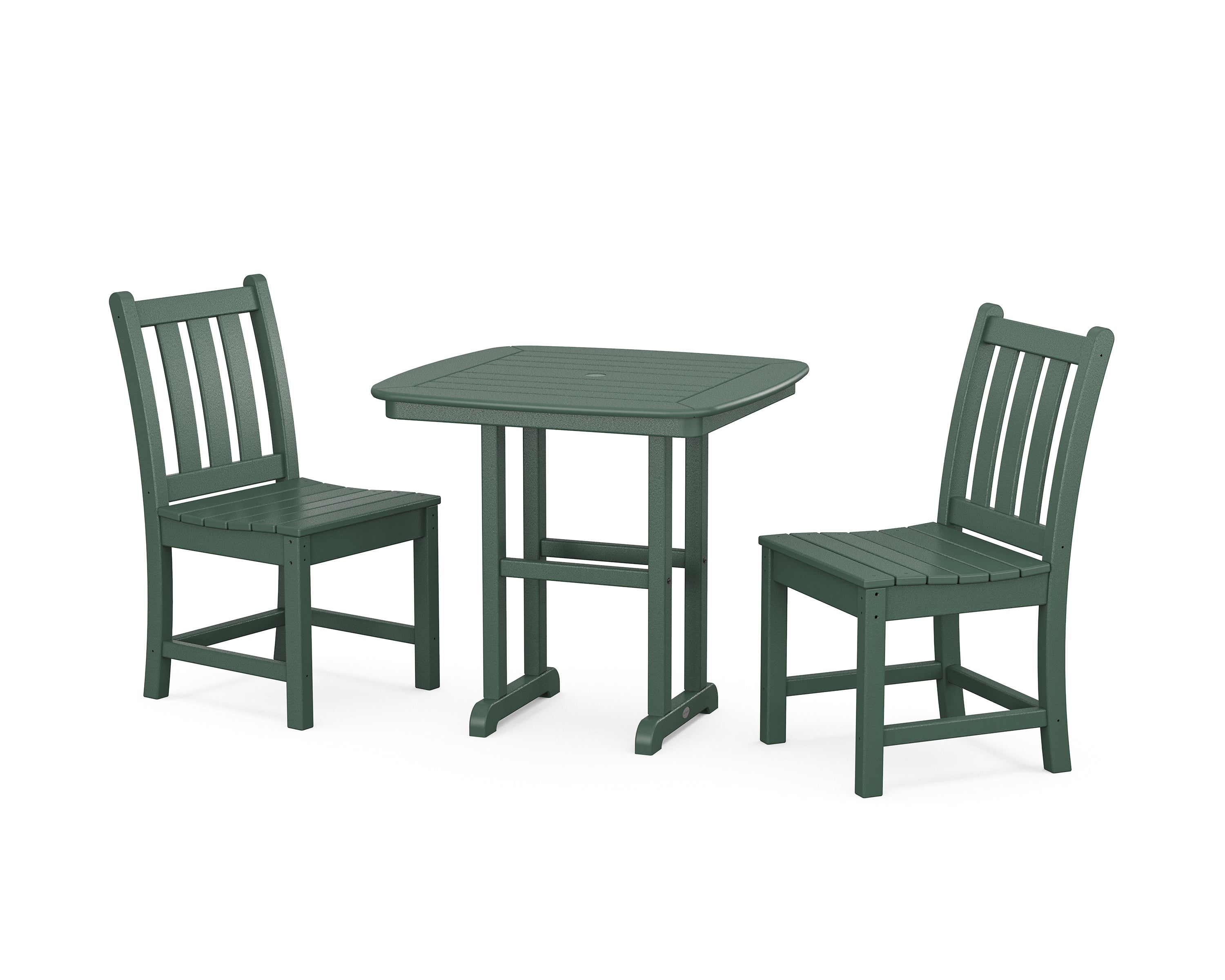POLYWOOD Traditional Garden Side Chair 3-Piece Dining Set in Green