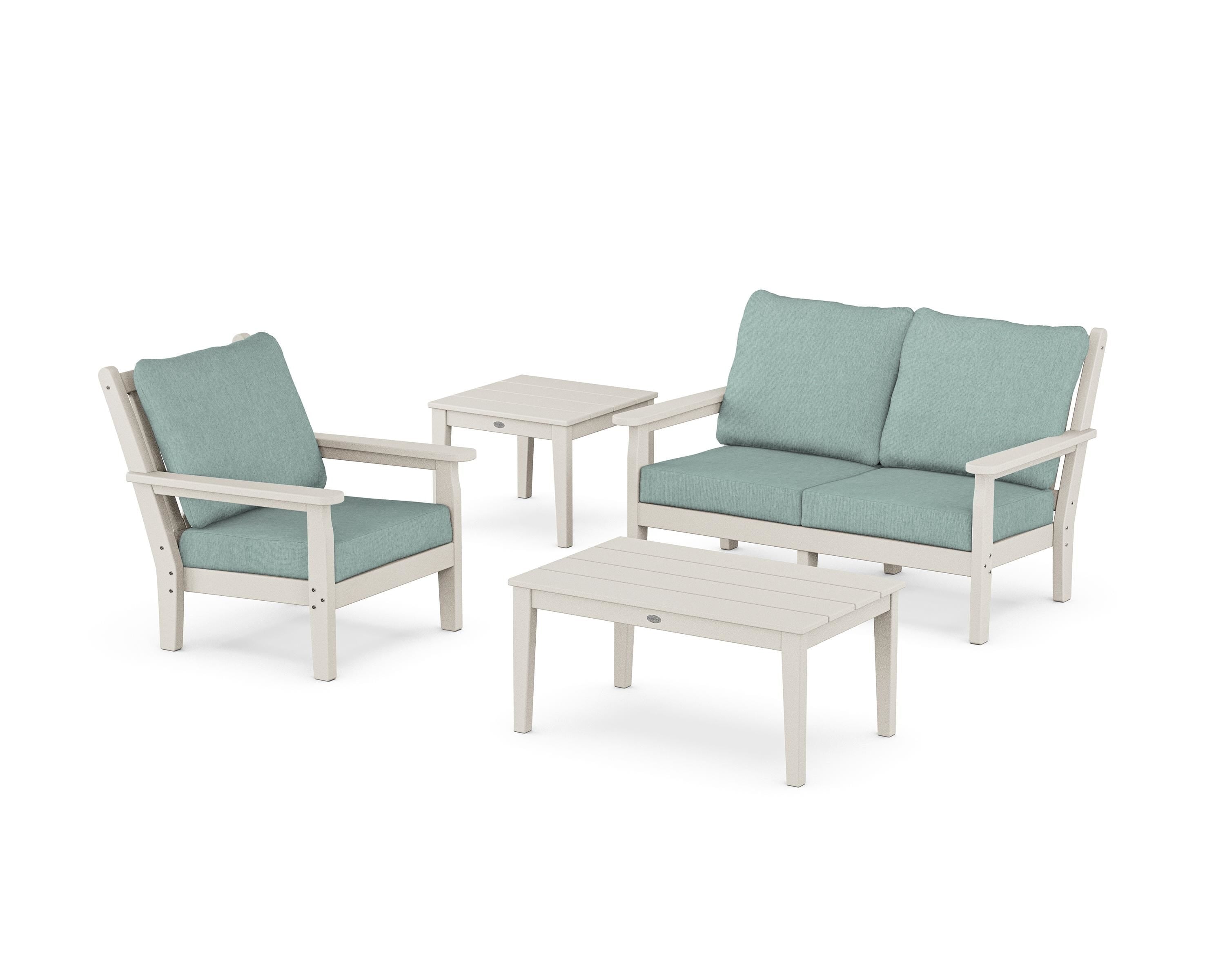 POLYWOOD Chippendale 4-Piece Deep Seating Set in Sand / Glacier Spa