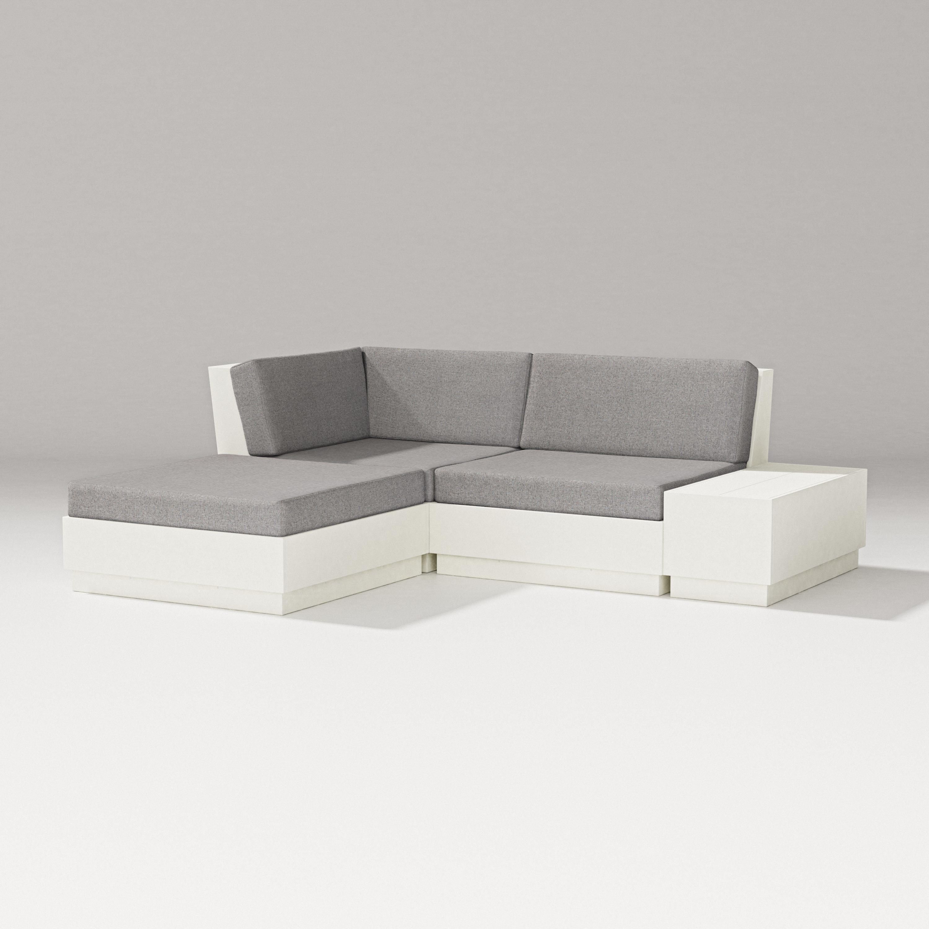 PW Designer Series Elevate Loveseat Sectional with Chaise in Vintage White / Grey Mist