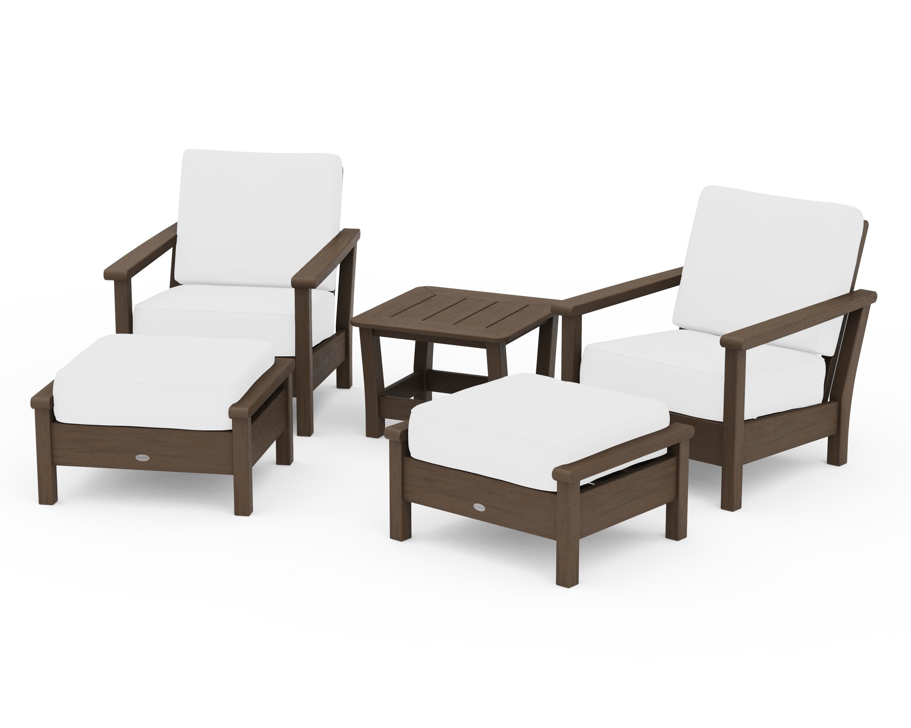POLYWOOD Harbour 5-Piece Deep Seating Chair Set in Kona / Natural