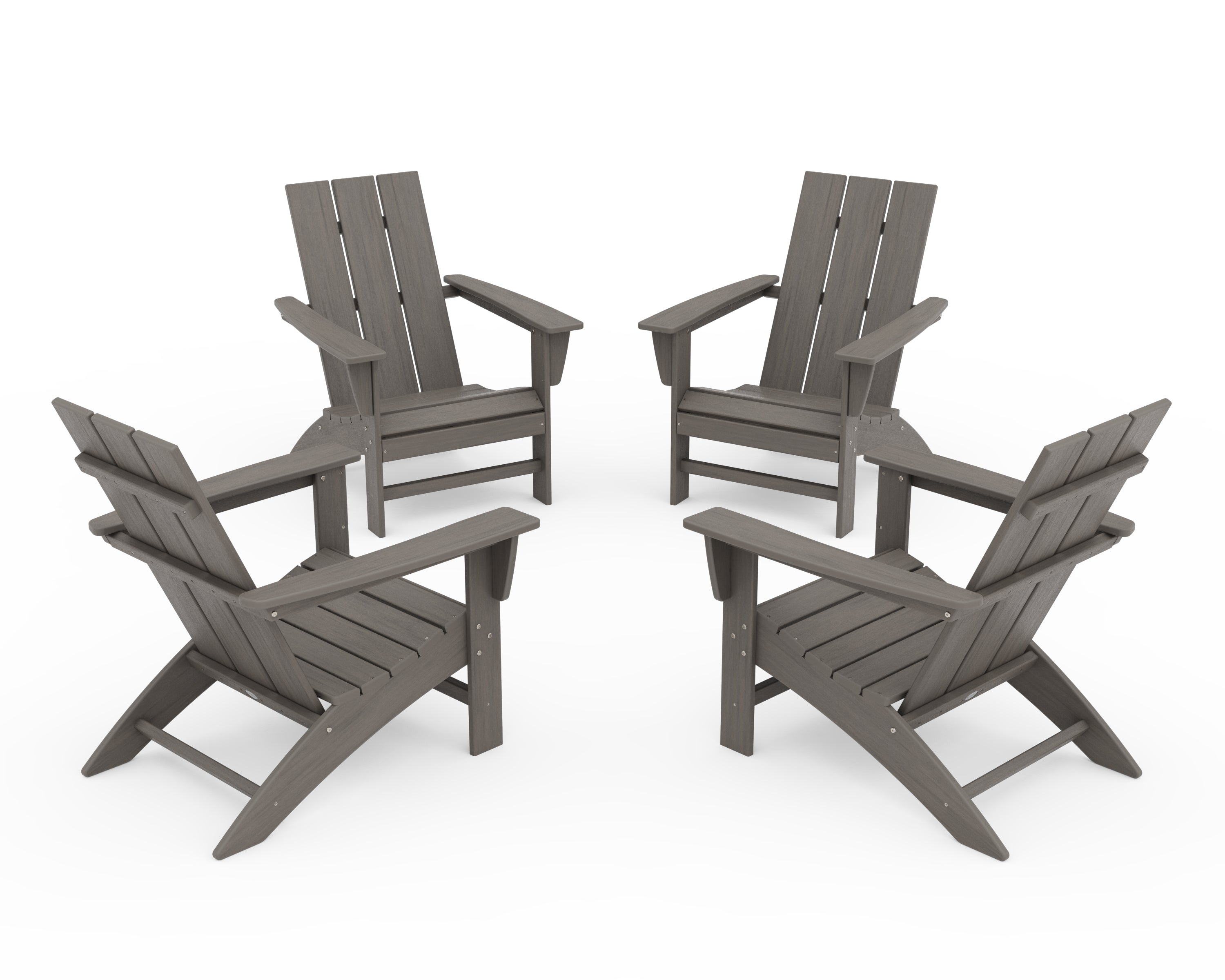 POLYWOOD 4-Piece Modern Adirondack Chair Conversation Set in Driftwood