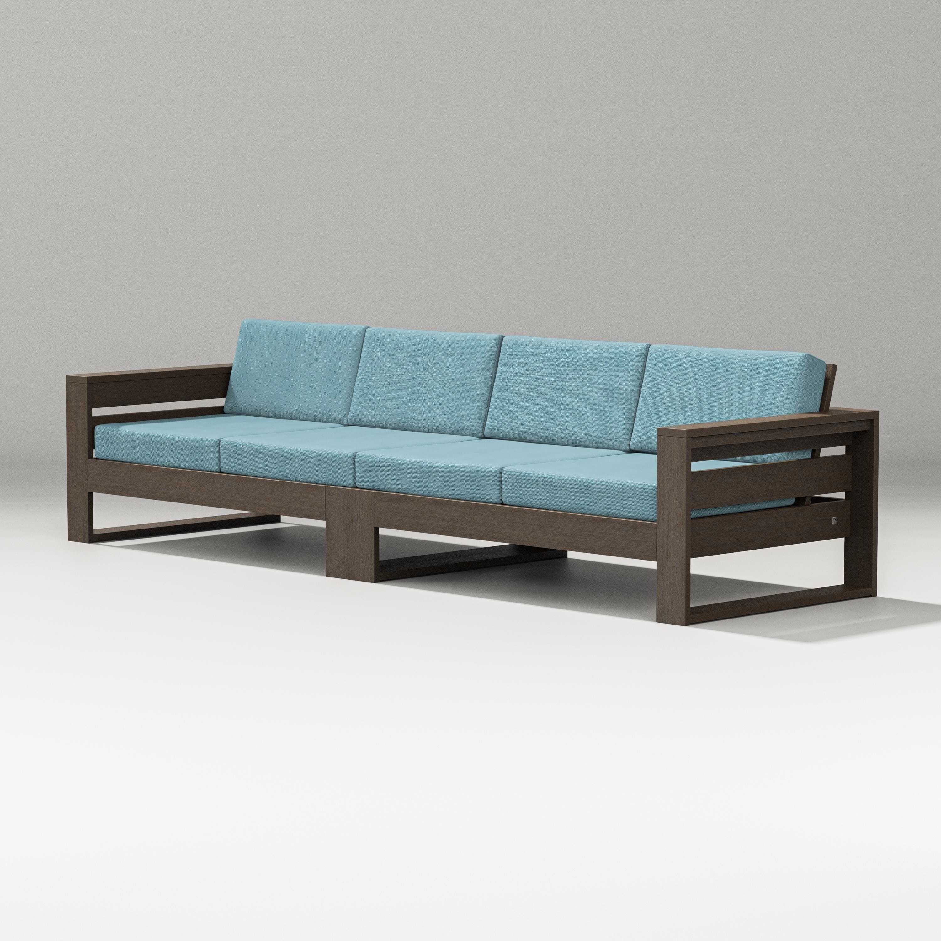 PW Designer Series Latitude Straight Sectional in Kona / Lattice Sky Blue