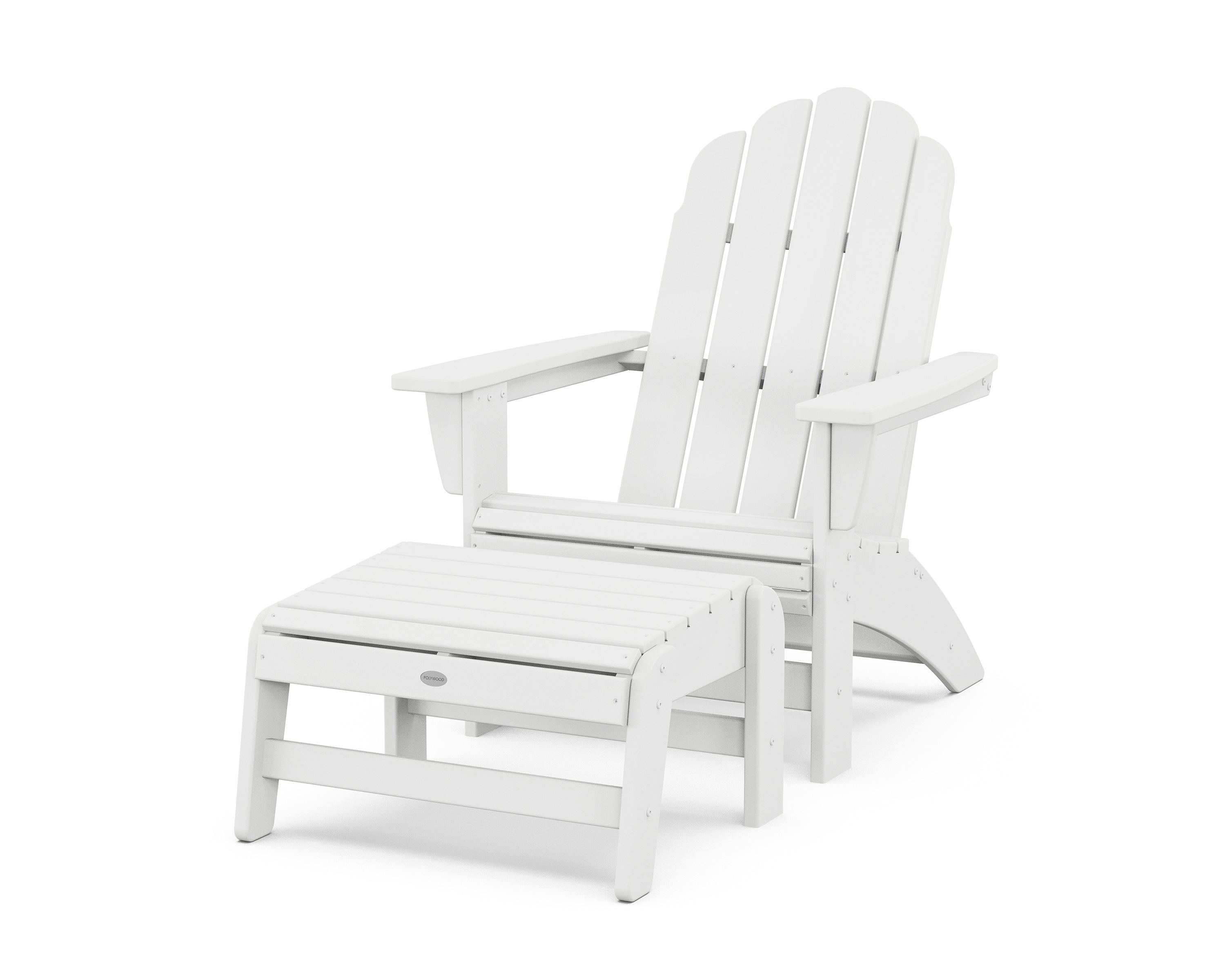 POLYWOOD Vineyard Grand Adirondack Chair with Ottoman in White