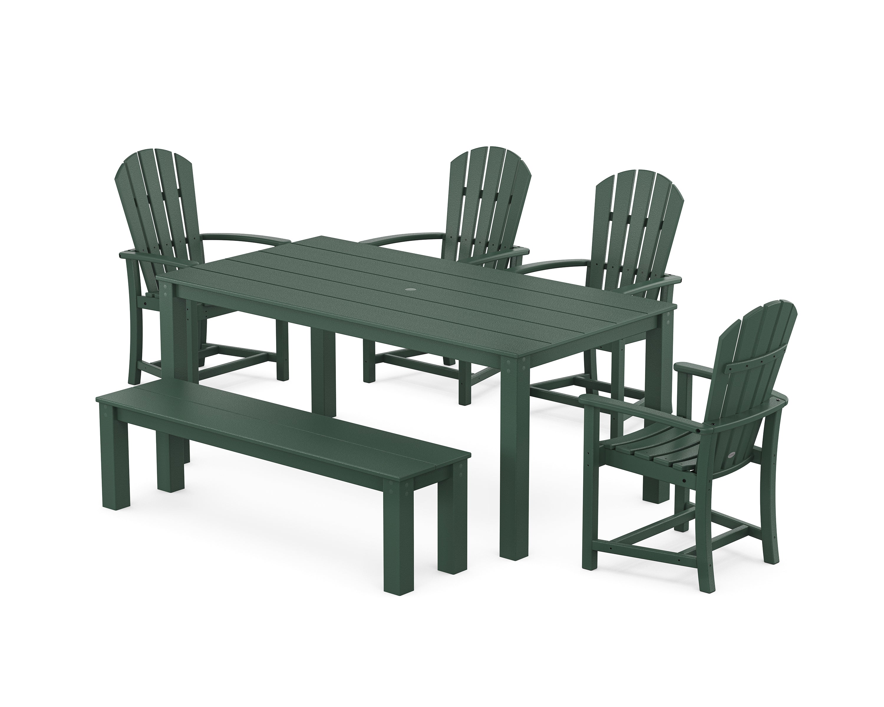 POLYWOOD Palm Coast 6-Piece Parsons Dining Set with Bench in Green