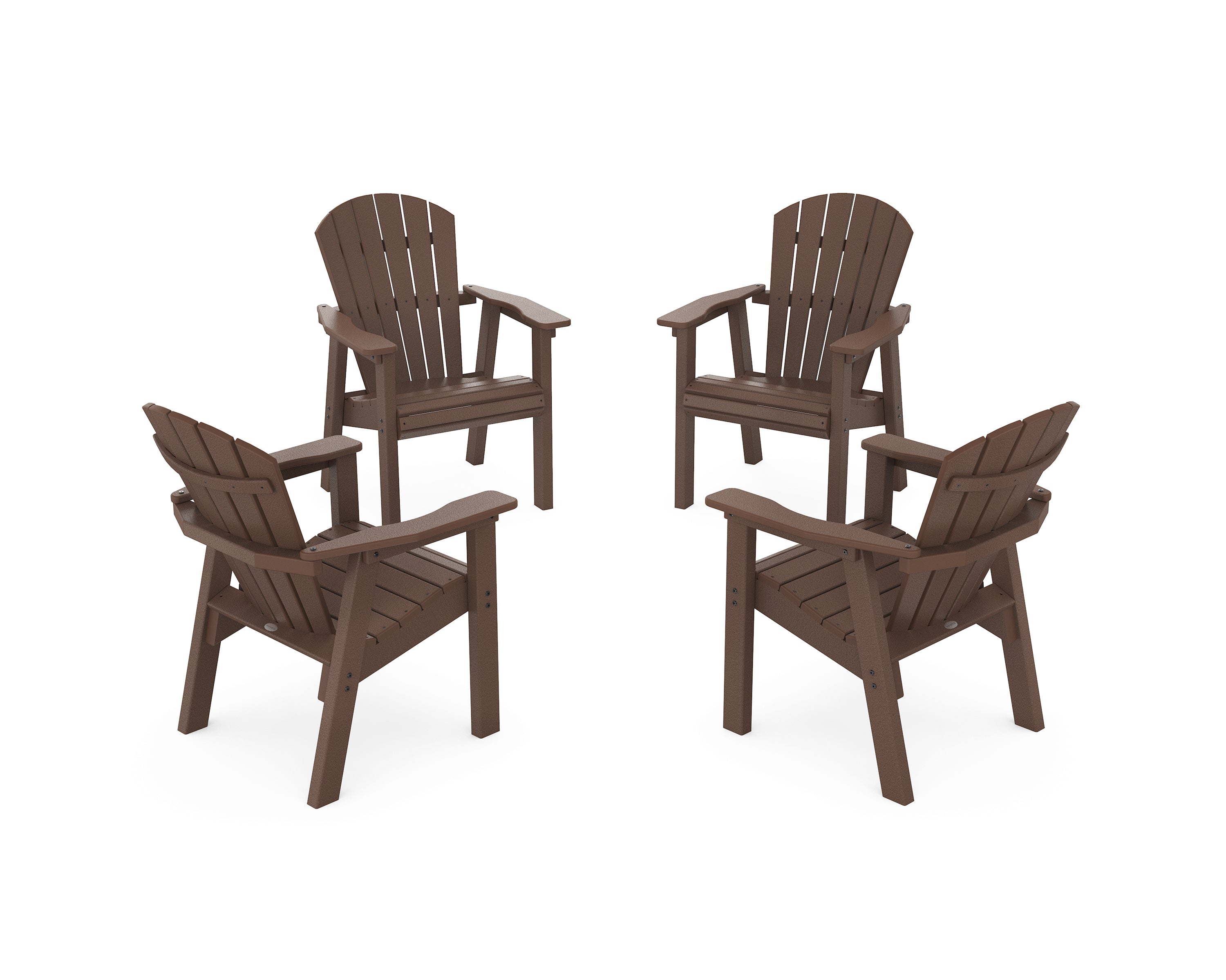 POLYWOOD® Seashell 4-Piece Upright Adirondack Conversation Set in Mahogany