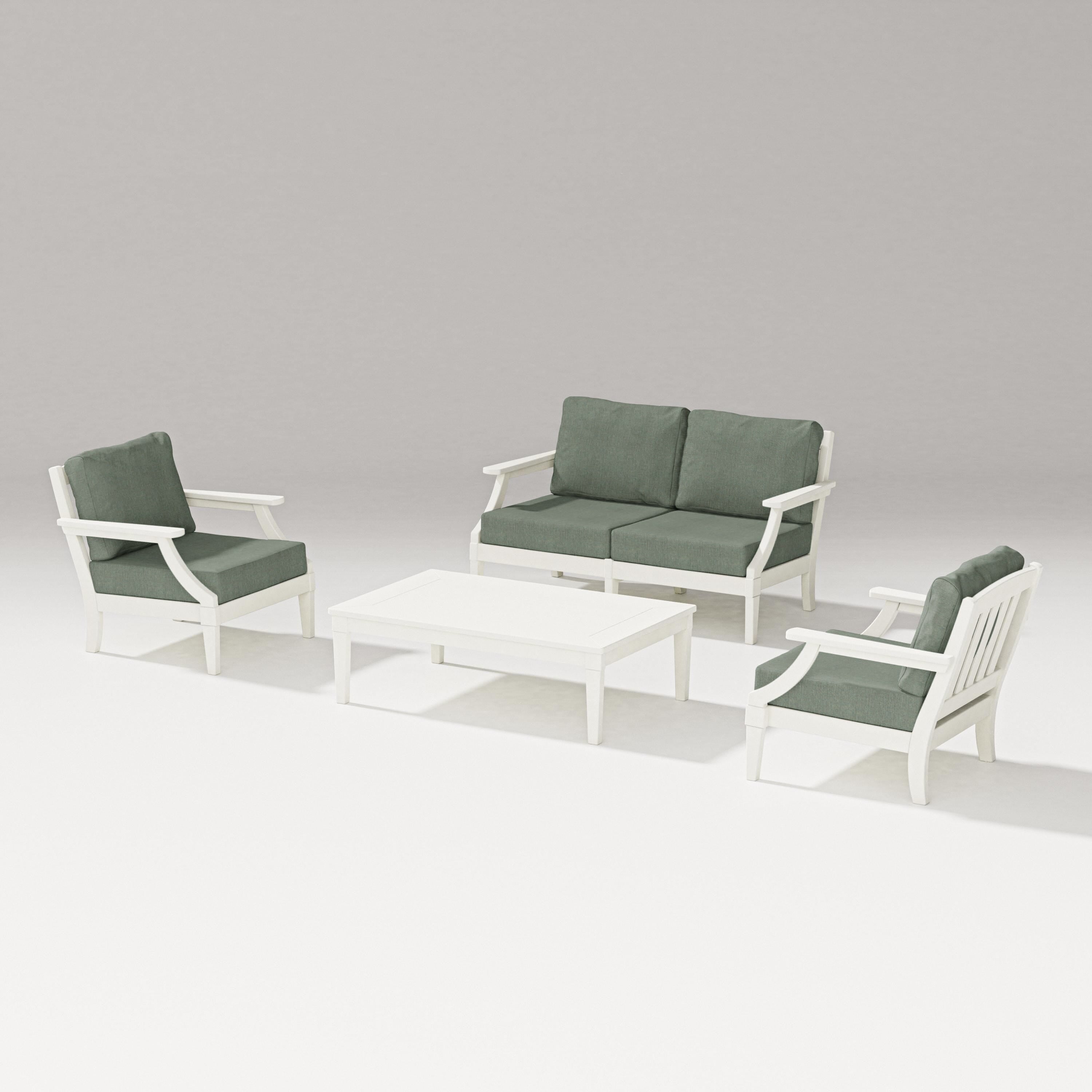 PW Designer Series Estate Lounge 4-Piece Loveseat Set in Vintage White / Cast Sage