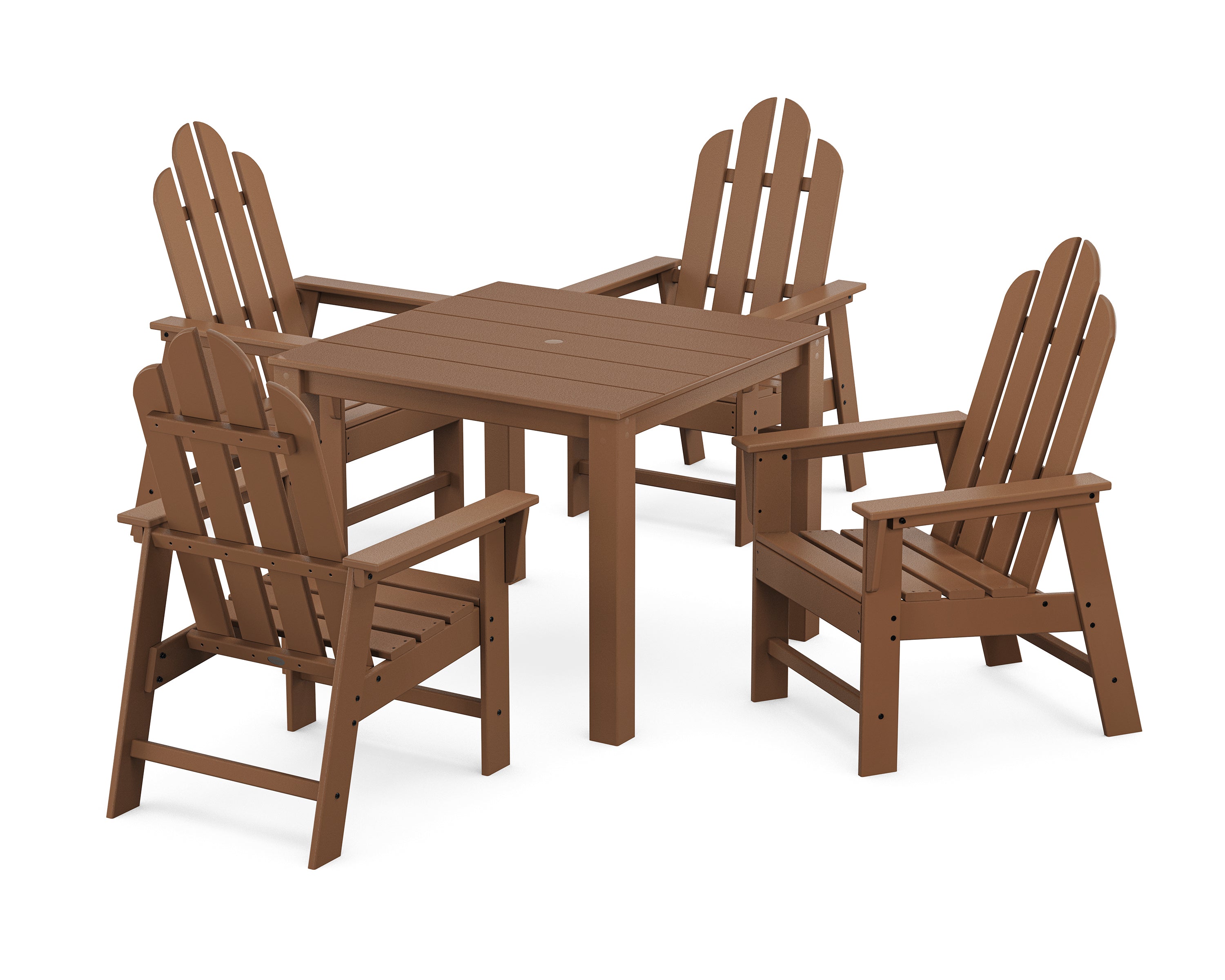 POLYWOOD Long Island 5-Piece Parsons Dining Set in Teak