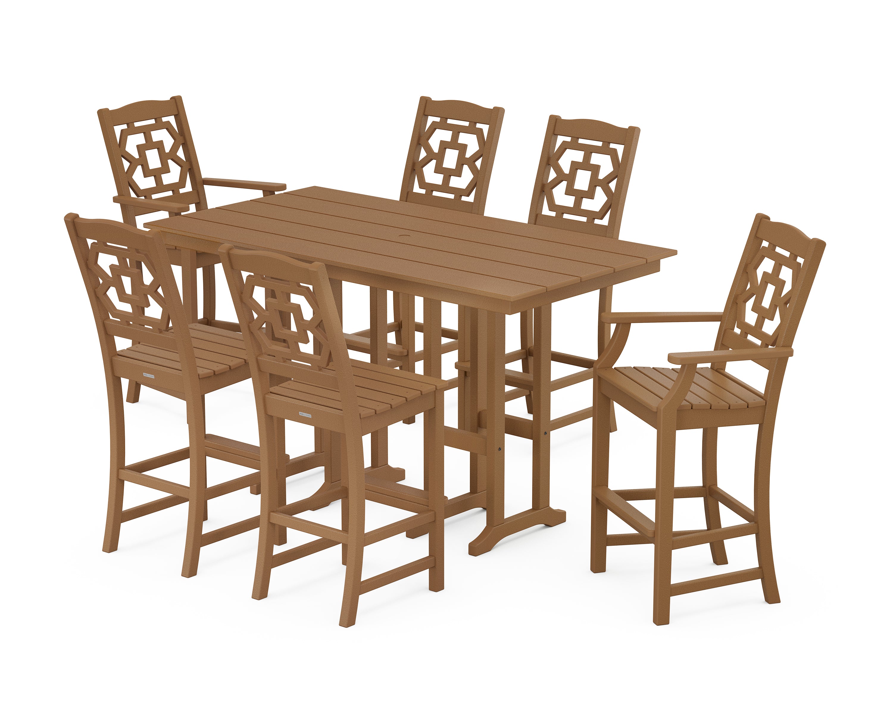 Martha Stewart by POLYWOOD Chinoiserie 7-Piece Farmhouse Bar Set in Teak