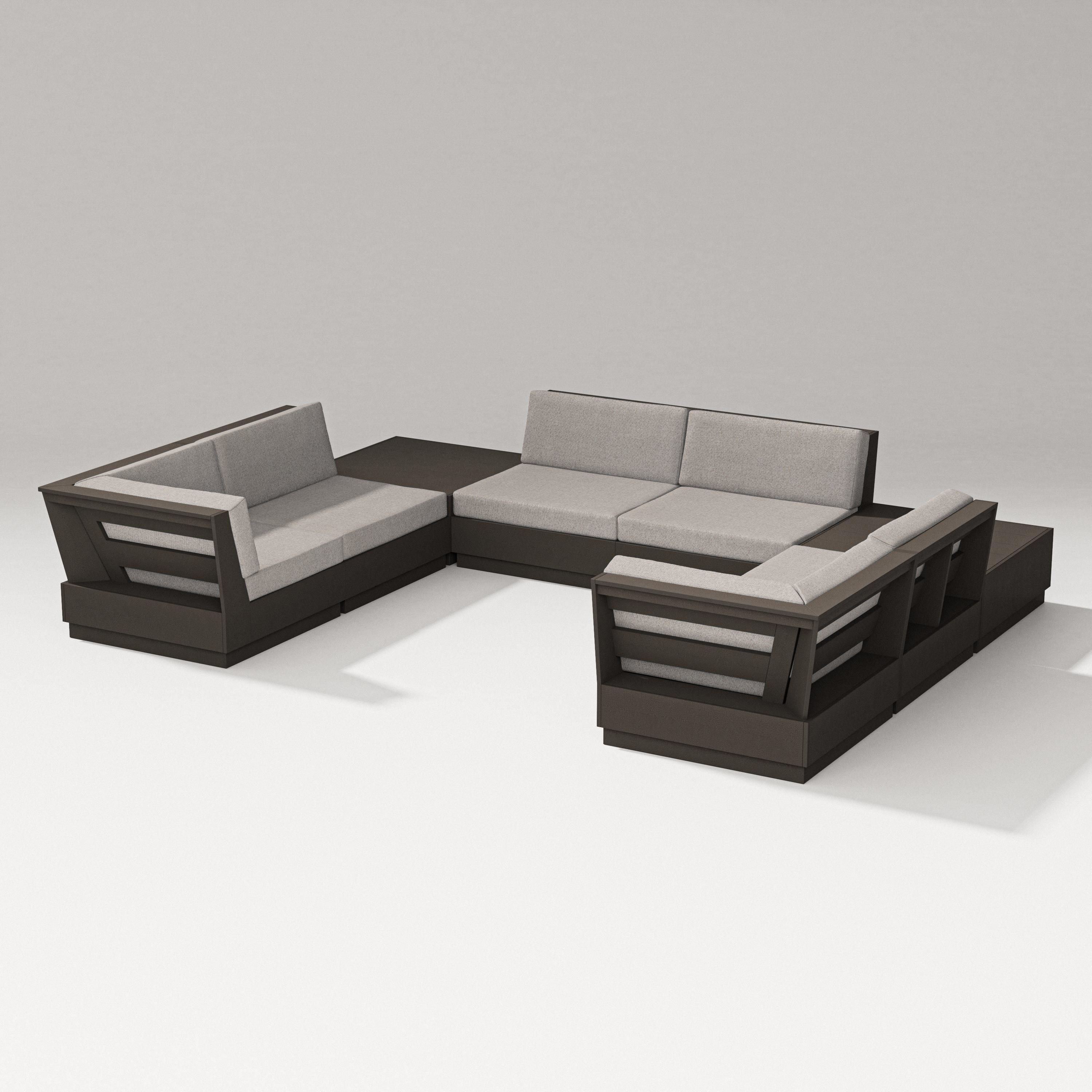 PW Designer Series Elevate 8-Piece U-Shaped Sectional in Vintage Coffee / Weathered Tweed
