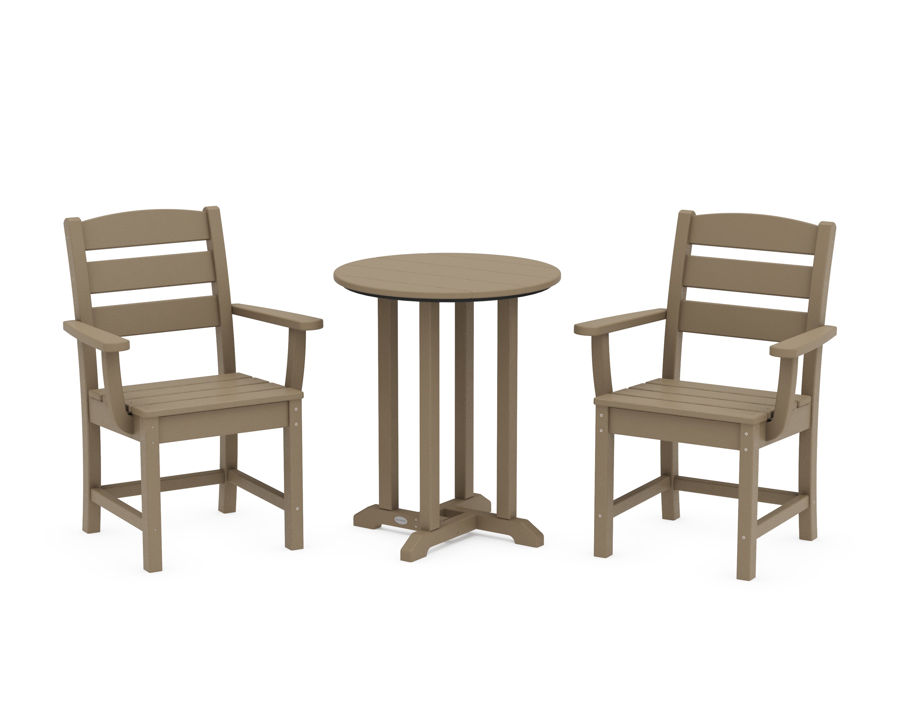 POLYWOOD Lakeside 3-Piece Round Bistro Dining Set in Vintage Sahara