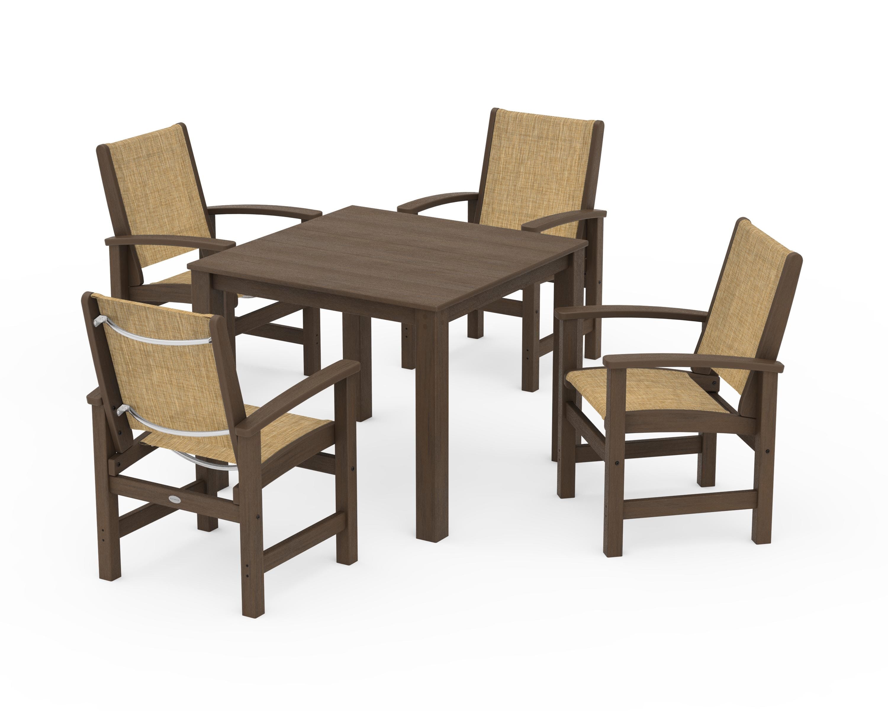 POLYWOOD Coastal 5-Piece Parsons Dining Set in Kona / Burlap Sling
