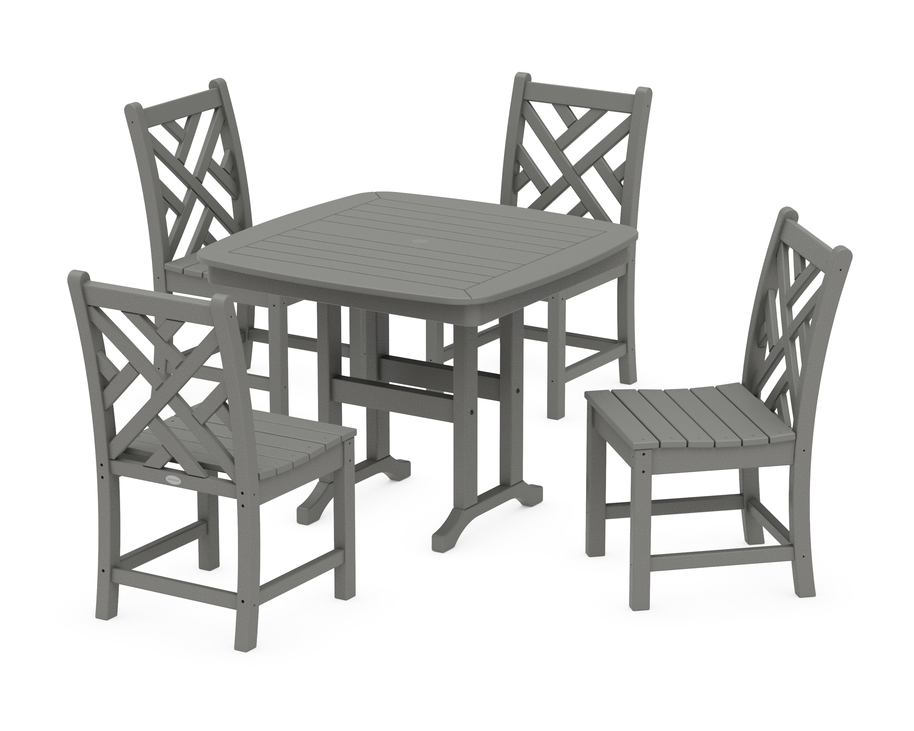 POLYWOOD Chippendale 5-Piece Side Chair Dining Set in Slate Grey