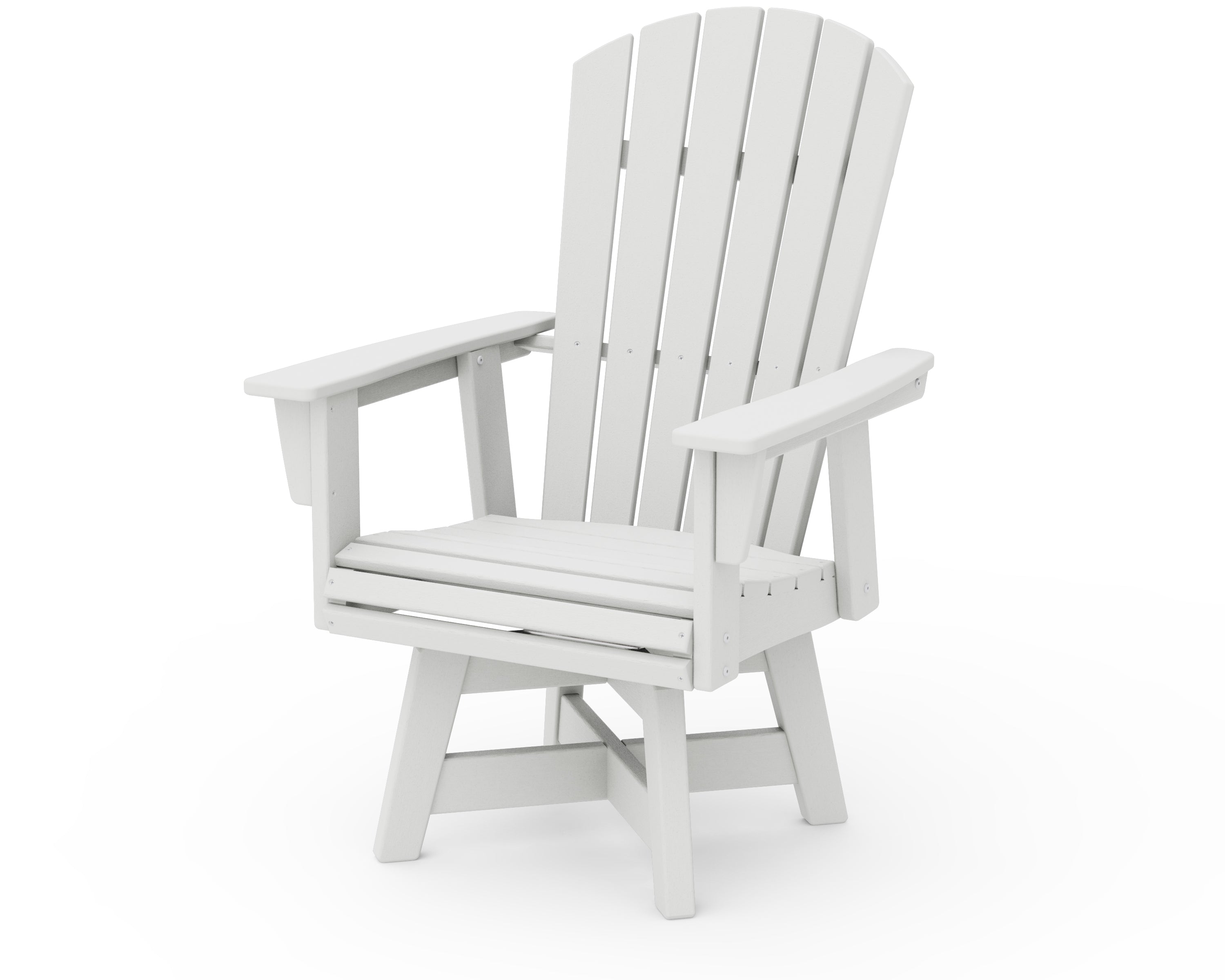 POLYWOOD Nautical Curveback Adirondack Swivel Dining Chair in Vintage White