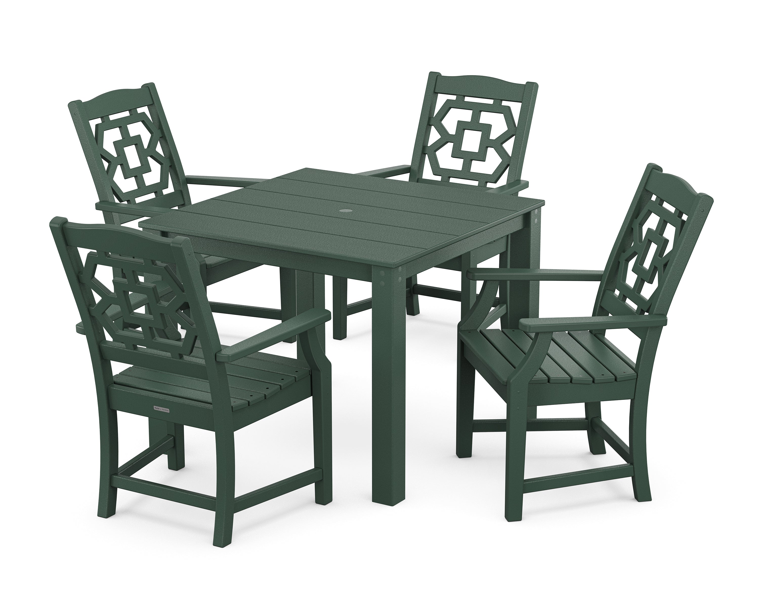 Martha Stewart by POLYWOOD Chinoiserie 5-Piece Parsons Dining Set in Green