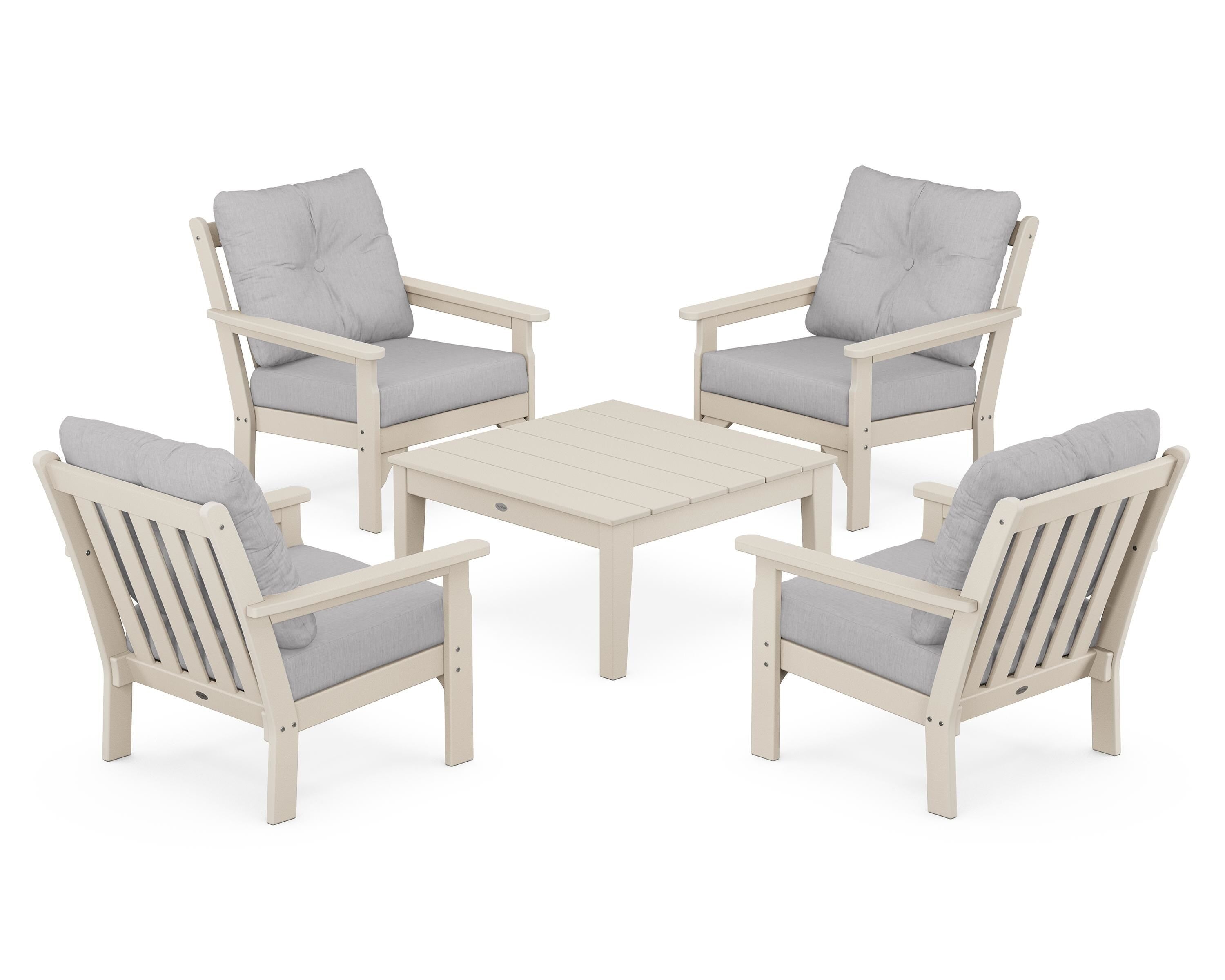 POLYWOOD Vineyard 5-Piece Deep Seating Conversation Set in Sand / Granite