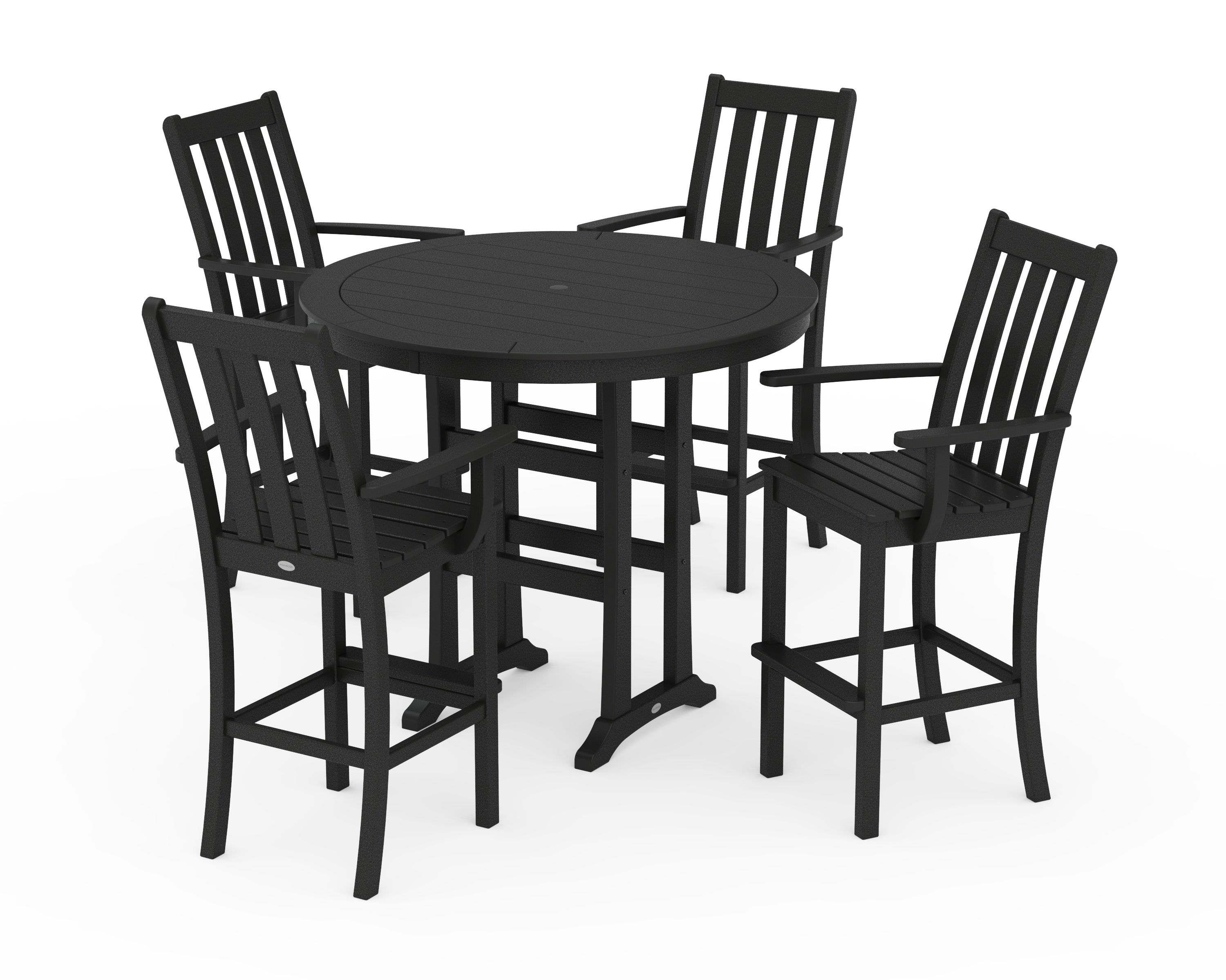POLYWOOD Vineyard 5-Piece Round Bar Set in Black
