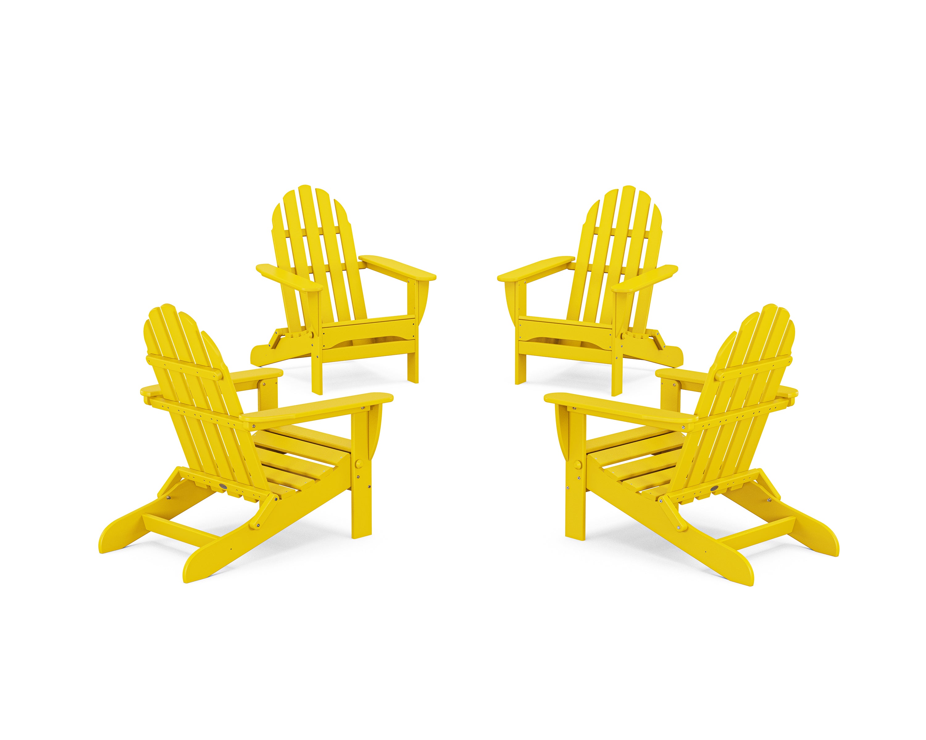 POLYWOOD 4-Piece Classic Folding Adirondack Conversation Set in Lemon