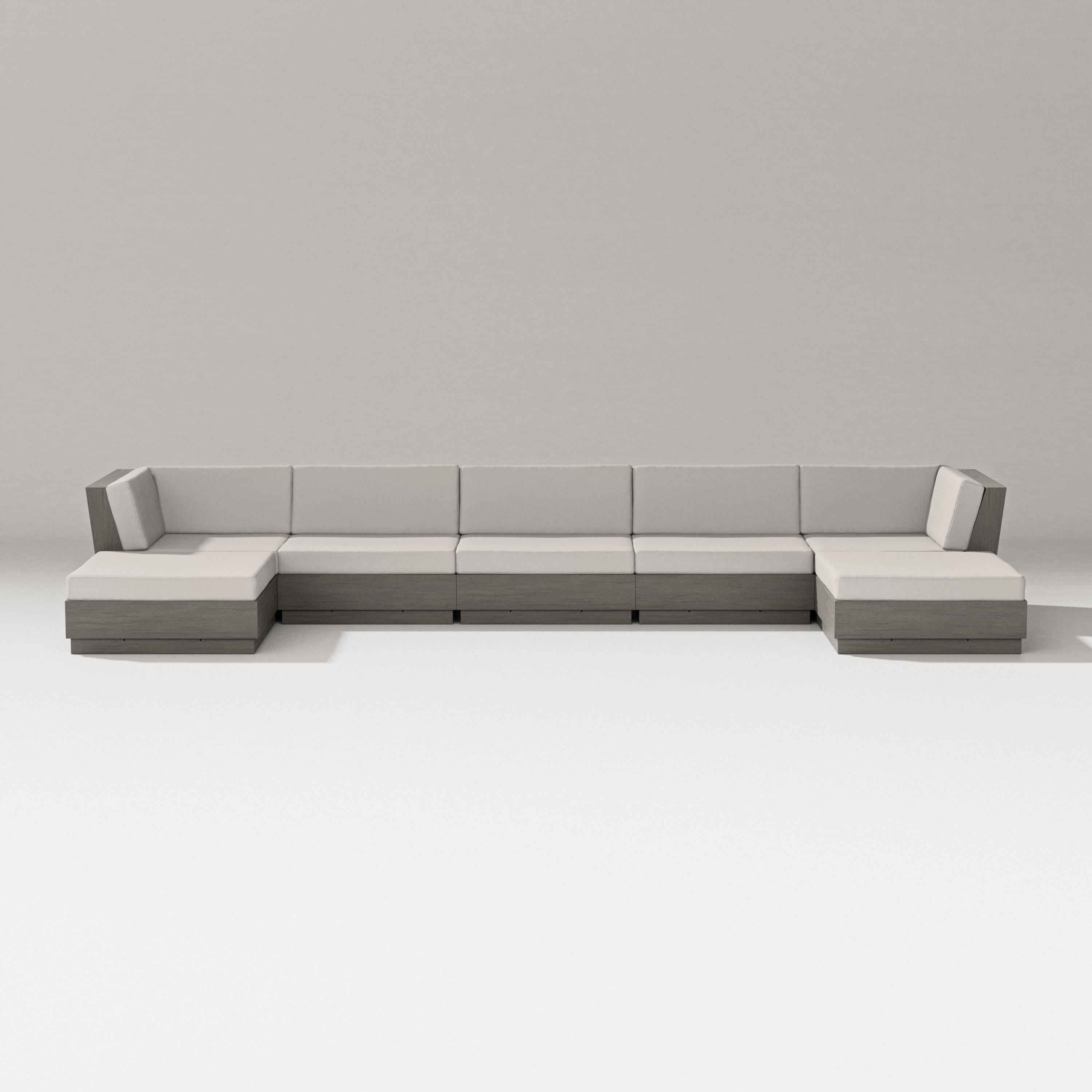 PW Designer Series Elevate 7-Piece Double Chaise Sectional in Driftwood / Cast Ash
