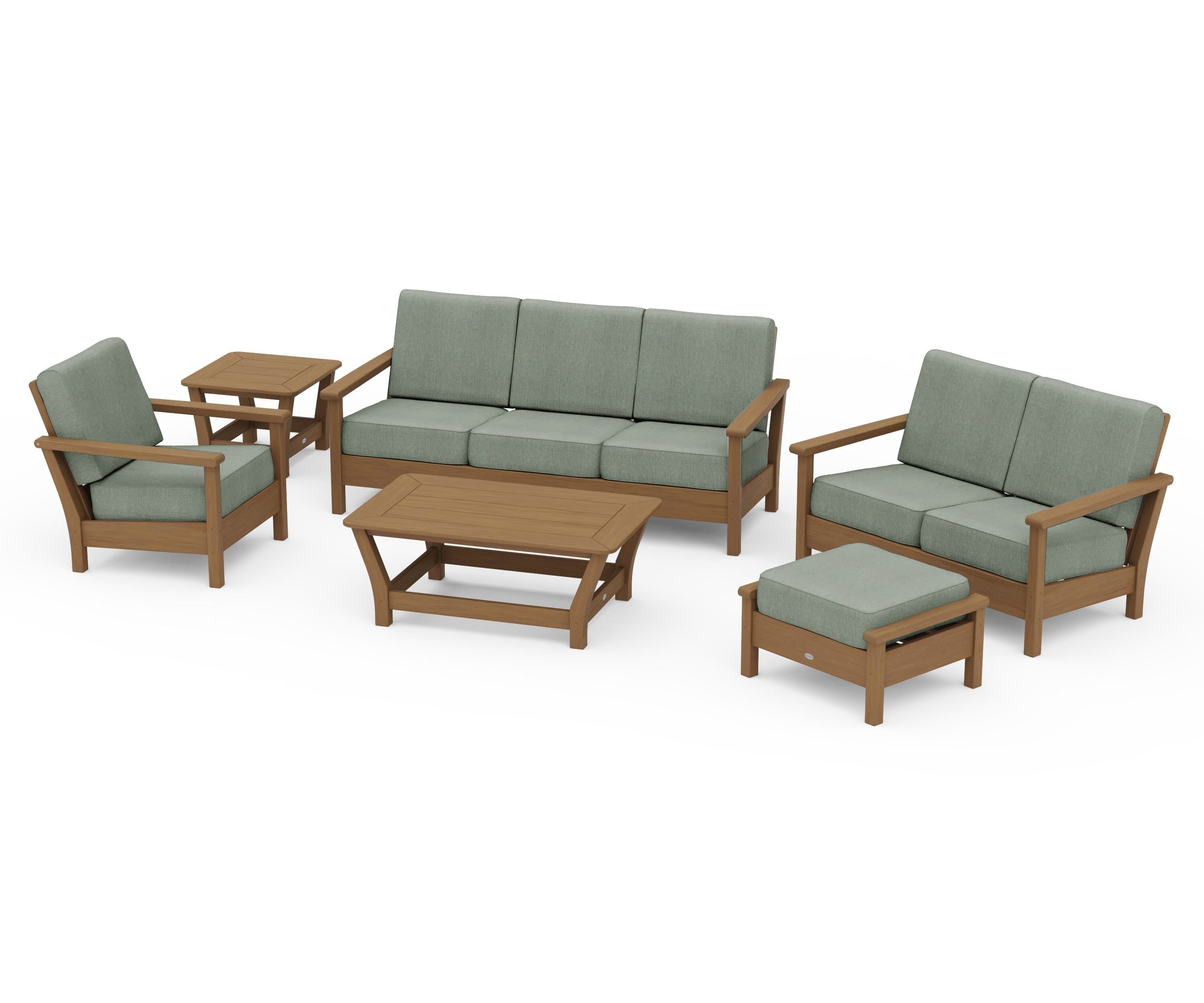POLYWOOD Harbour 6-Piece Outdoor Living Set in Natural / Cast Sage