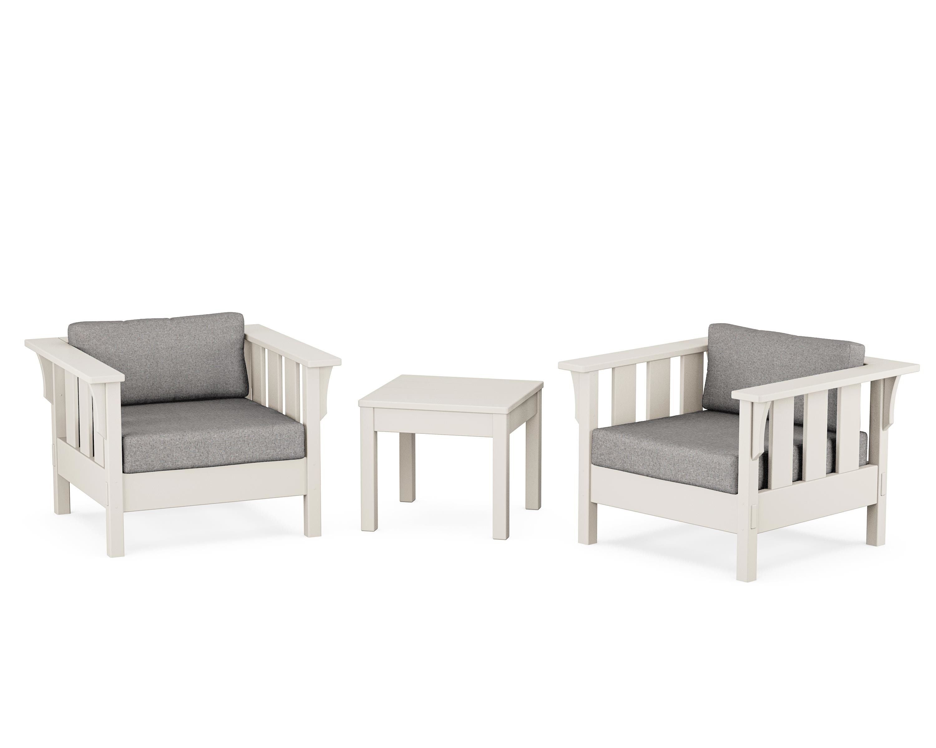 Martha Stewart by POLYWOOD Acadia 3-Piece Deep Seating Set in Sand / Grey Mist