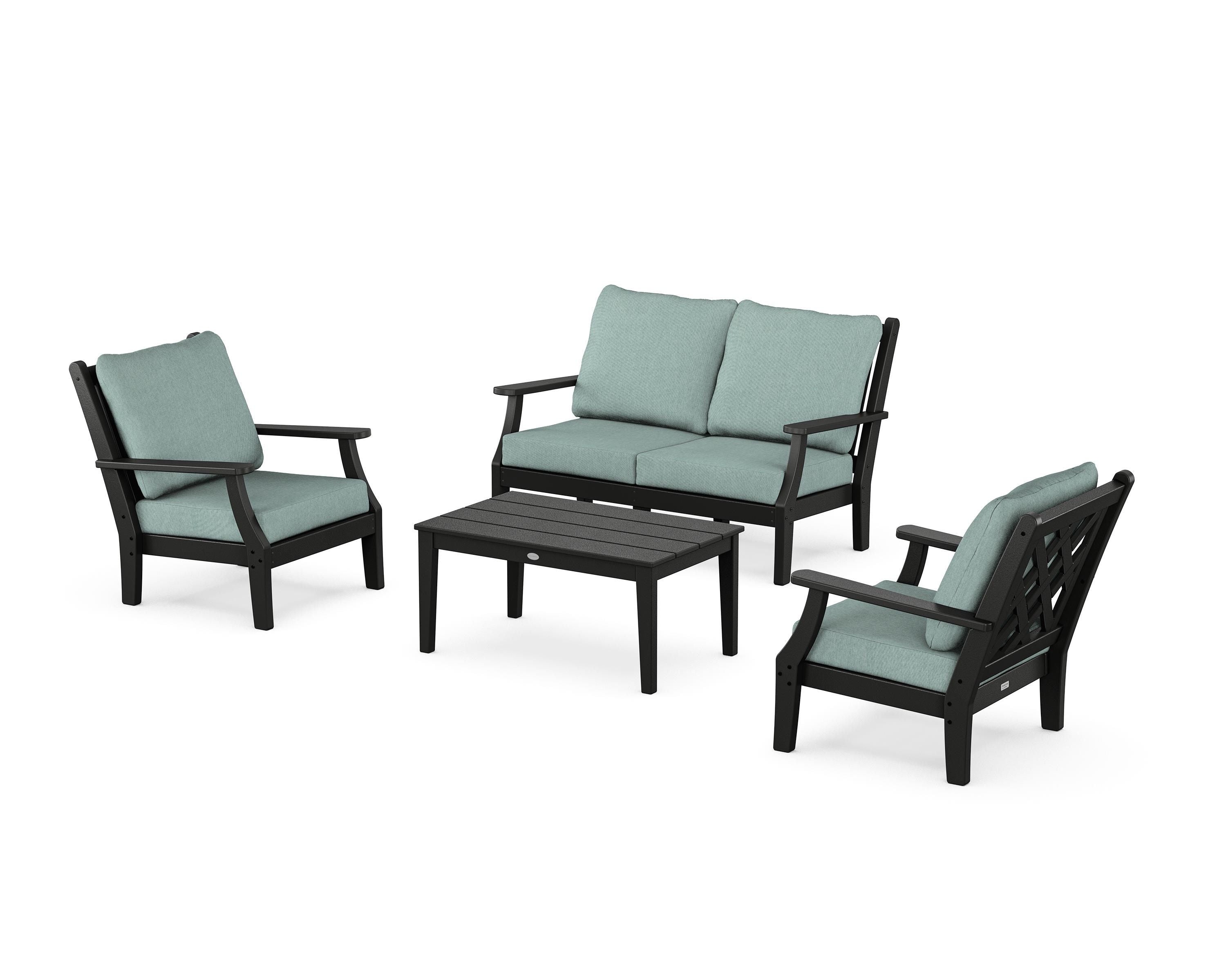 Country Living Wovendale 4-Piece Deep Seating Set with Loveseat in Black / Glacier Spa