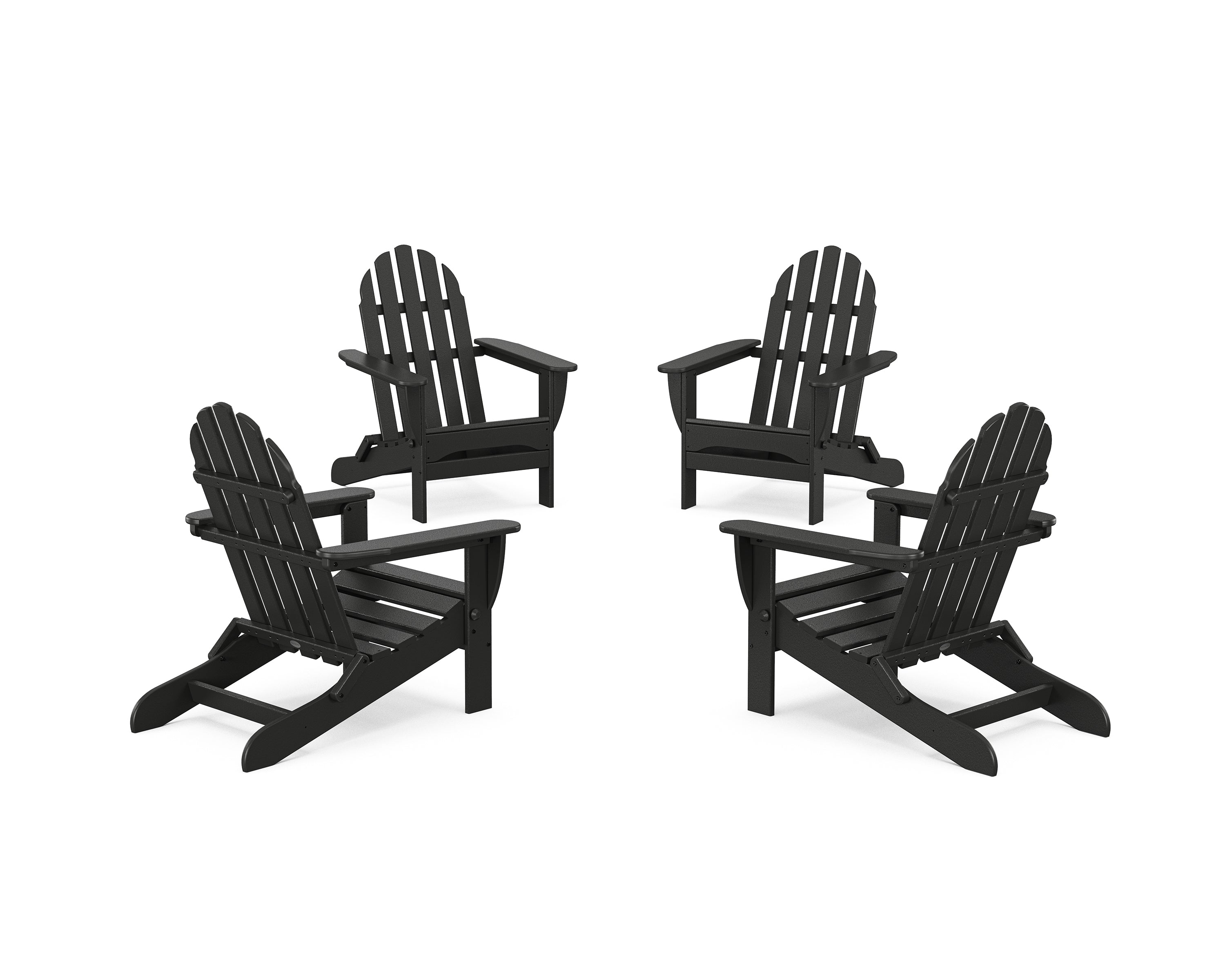 POLYWOOD 4-Piece Classic Folding Adirondack Conversation Set in Black