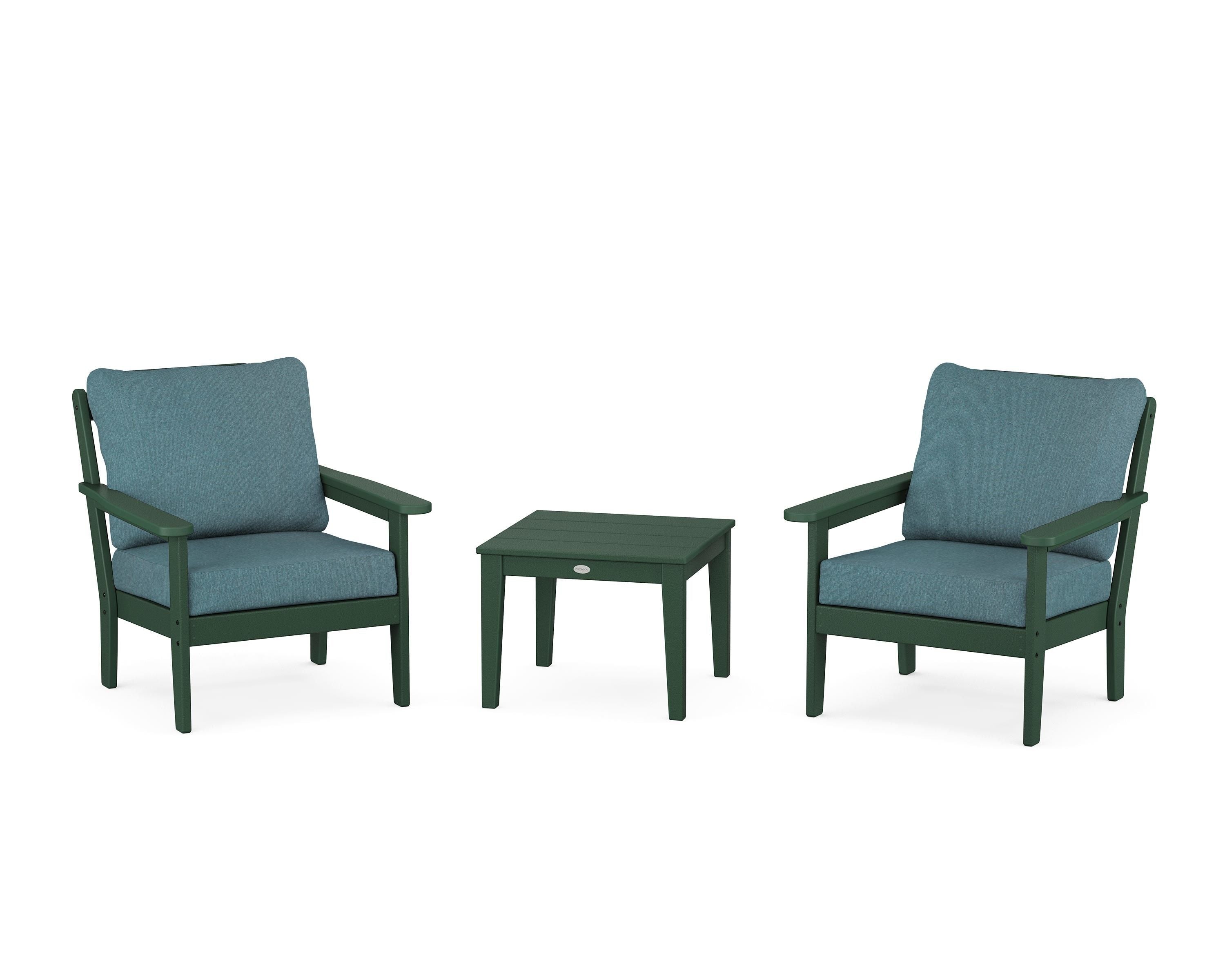 Country Living Cottage 3-Piece Deep Seating Set in Green / Ocean Teal