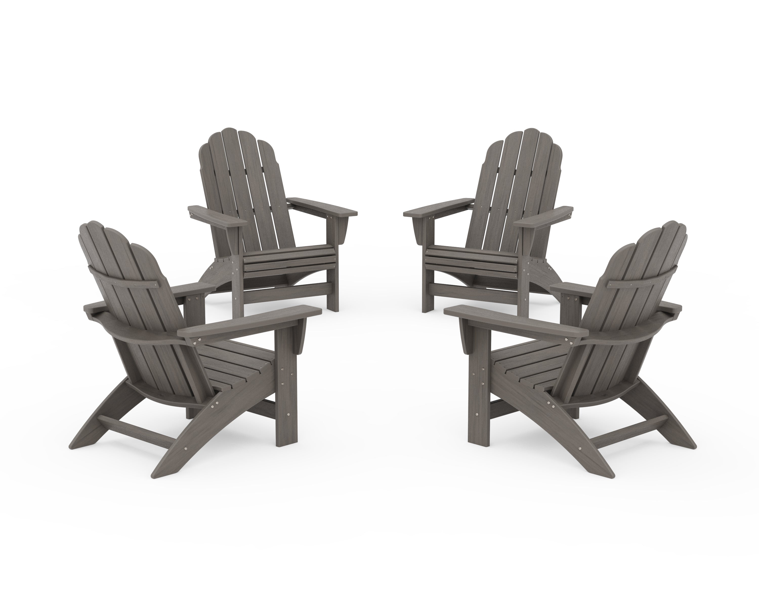 POLYWOOD 4-Piece Vineyard Grand Adirondack Chair Conversation Set in Driftwood