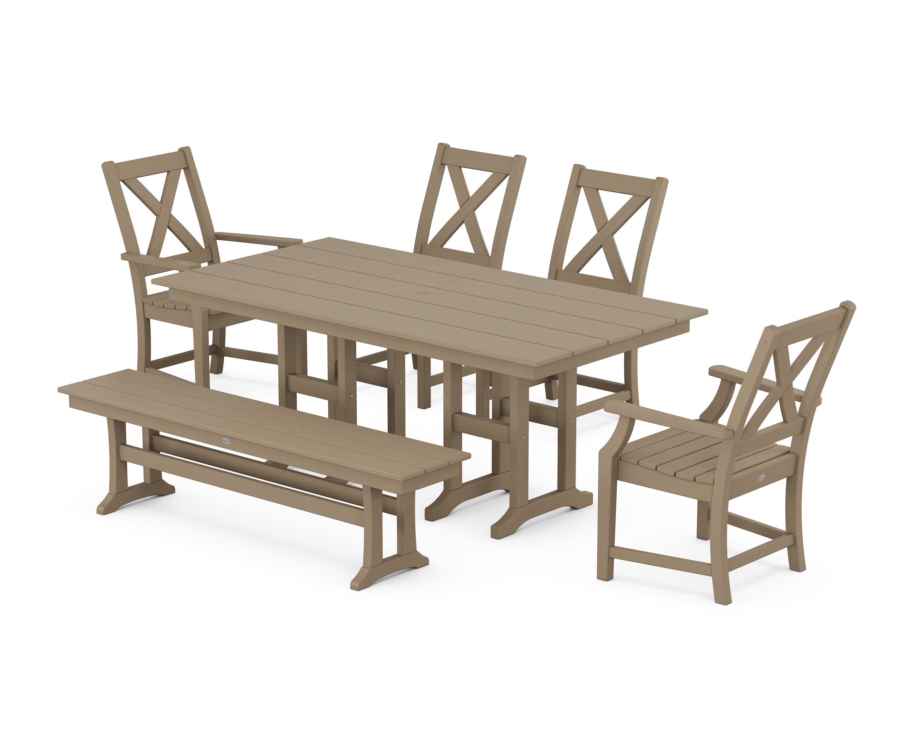 POLYWOOD® Braxton 6-Piece Farmhouse Dining Set in Vintage Sahara