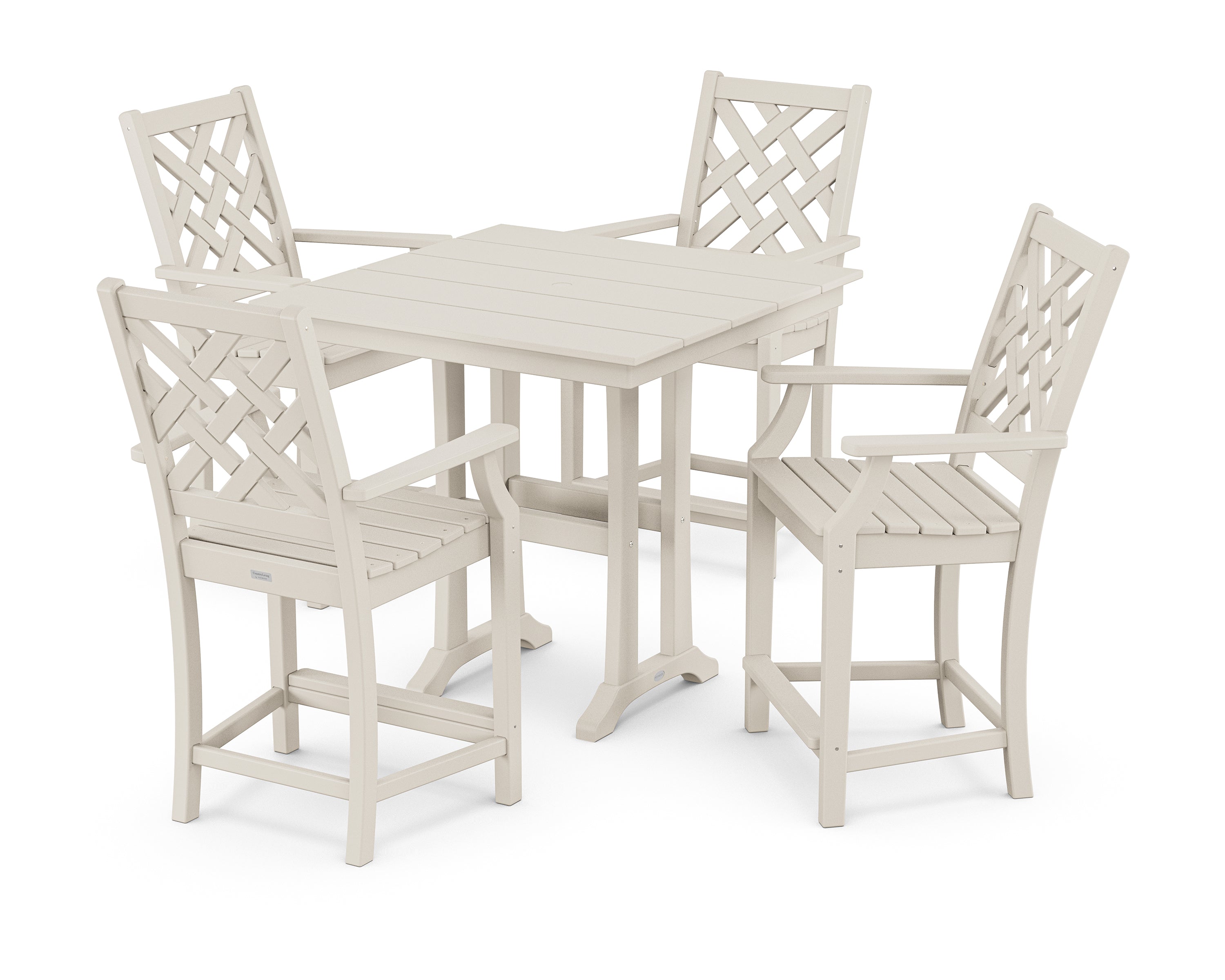 Country Living Wovendale 5-Piece Farmhouse Counter Set with Trestle Legs in Sand