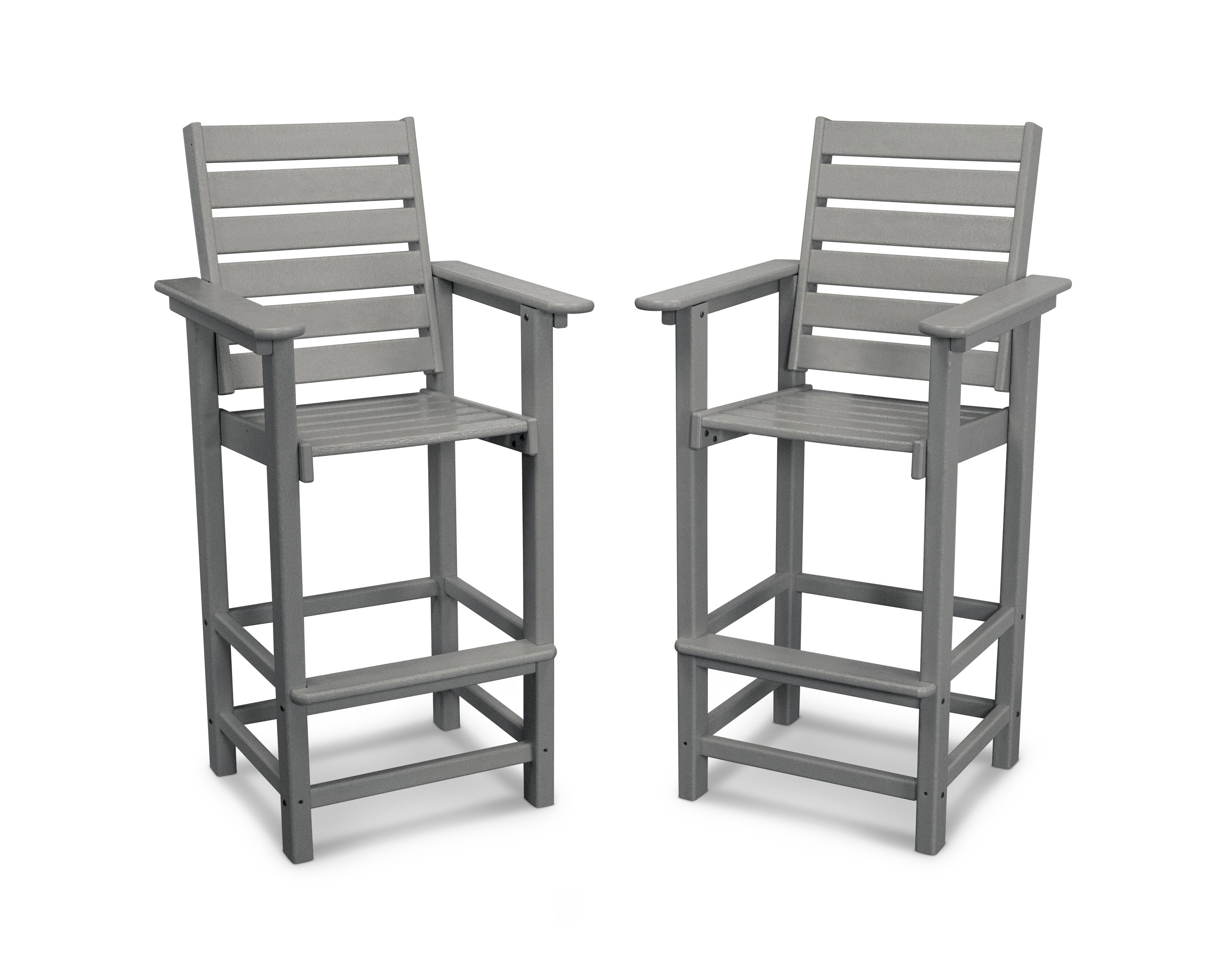 POLYWOOD Captain Bar Chair Duo in Slate Grey