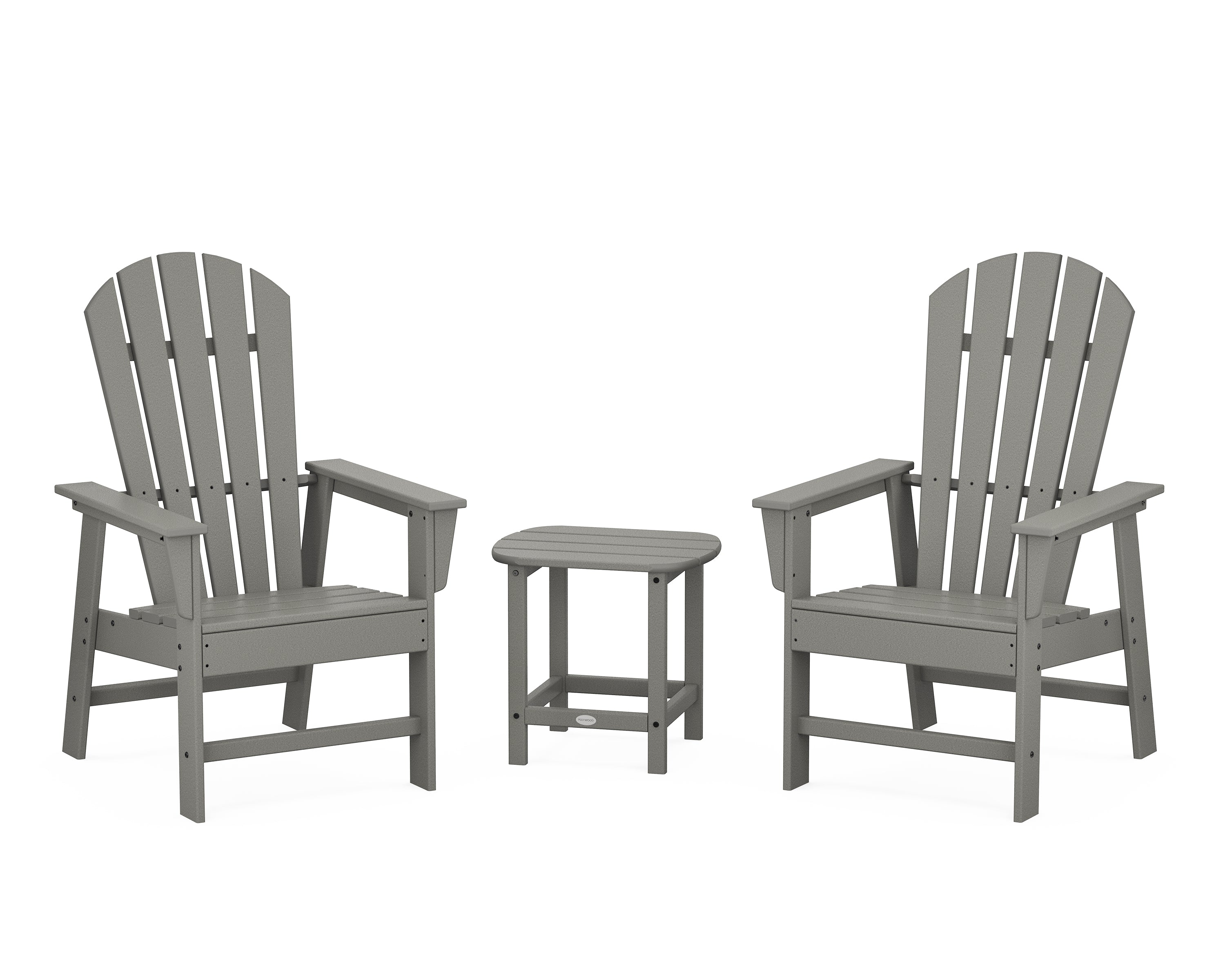 POLYWOOD® South Beach Casual Chair 3-Piece Set with 18" South Beach Side Table in Slate Grey