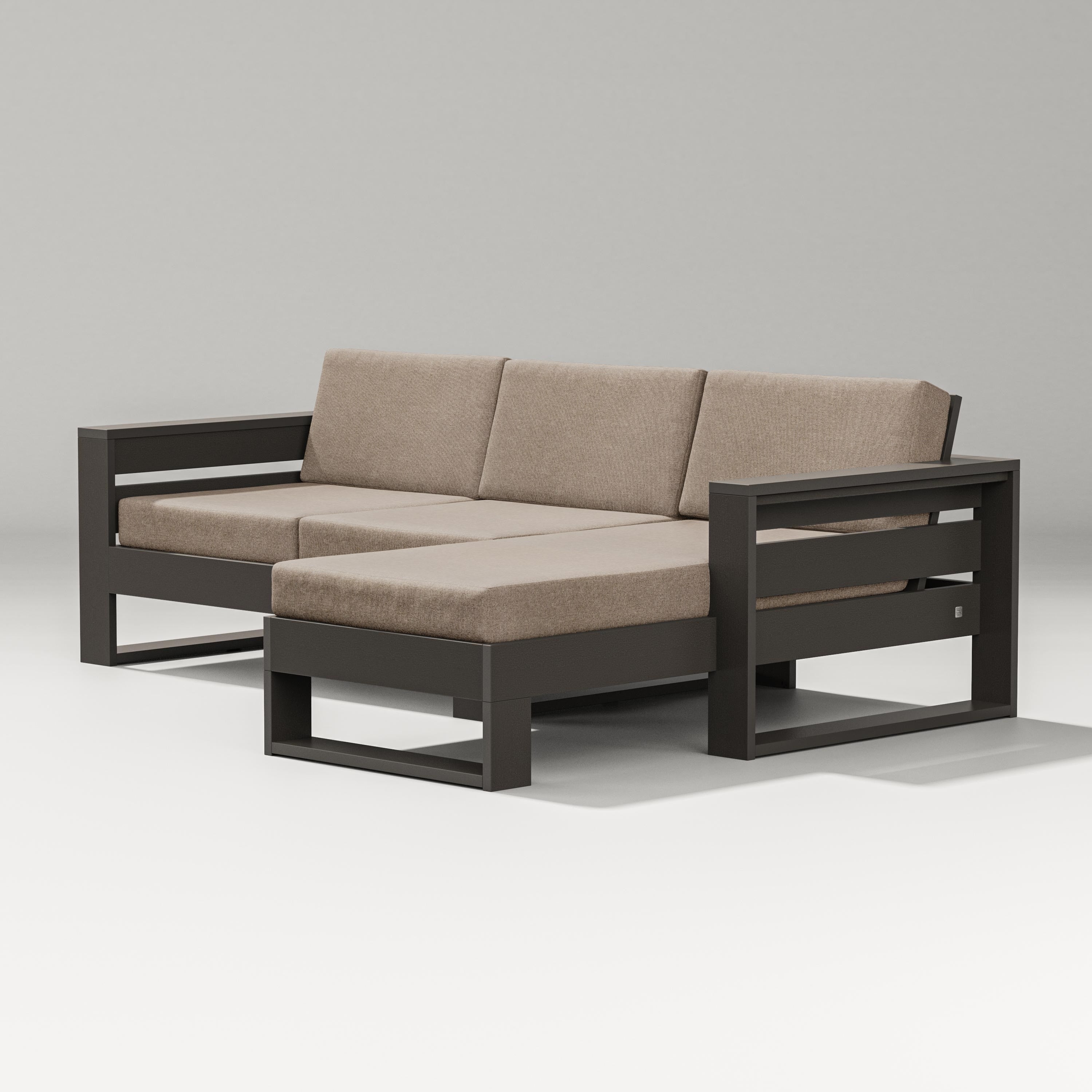 PW Designer Series Latitude Right Chaise Sectional in Vintage Coffee / Spiced Burlap