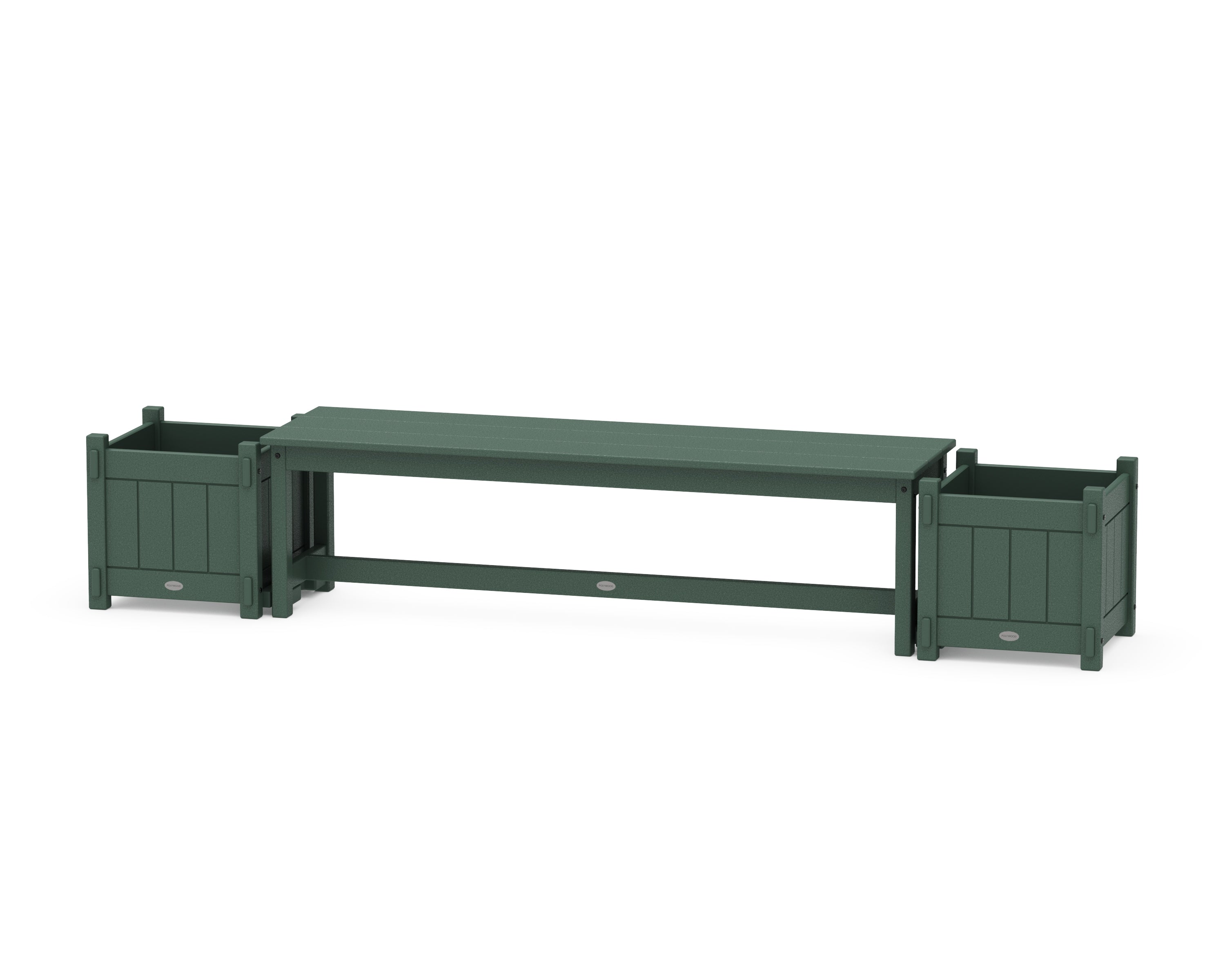 POLYWOOD 60" Vineyard Straight Planter Bench Set in Green