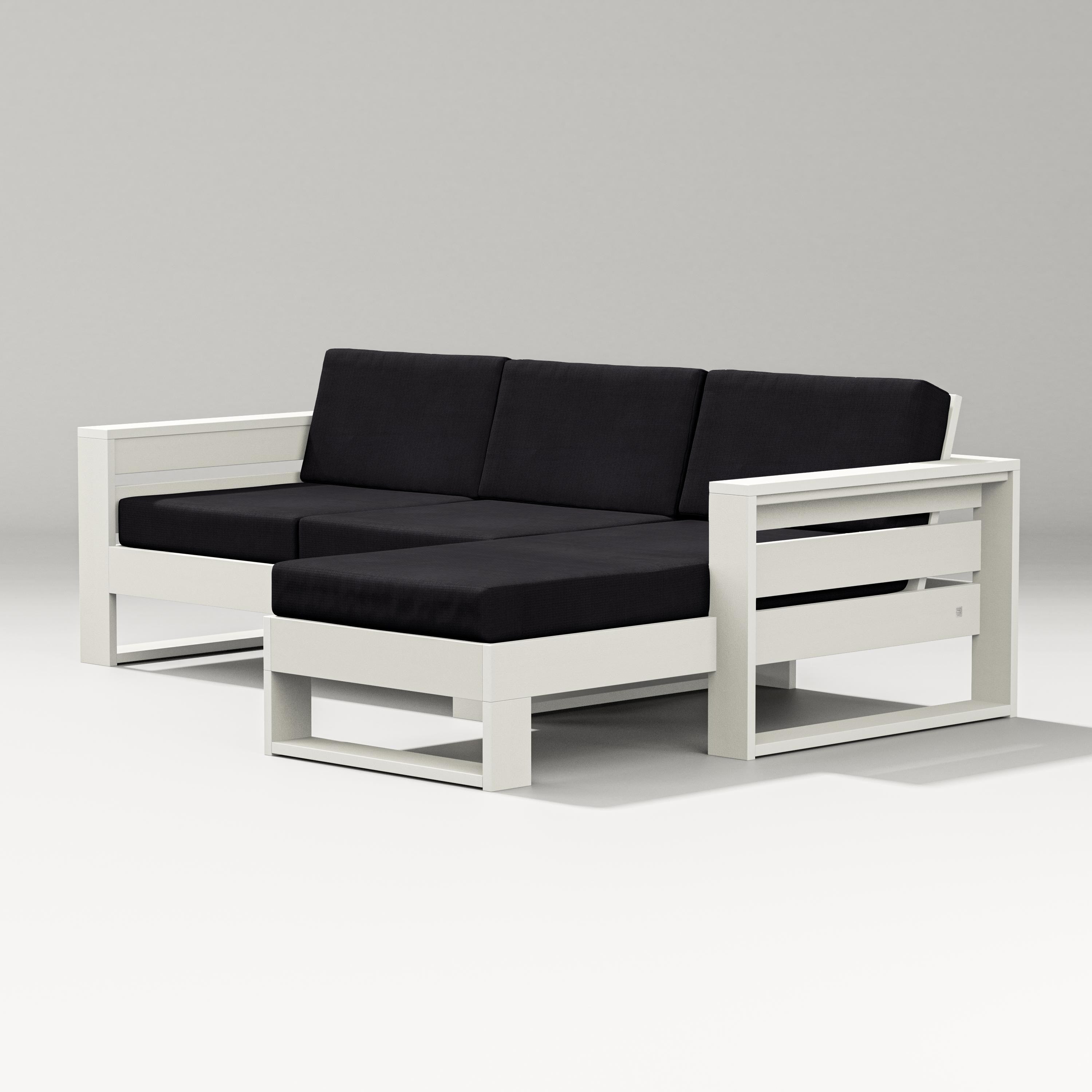 PW Designer Series Latitude Right Chaise Sectional in Vintage White / Midnight Linen